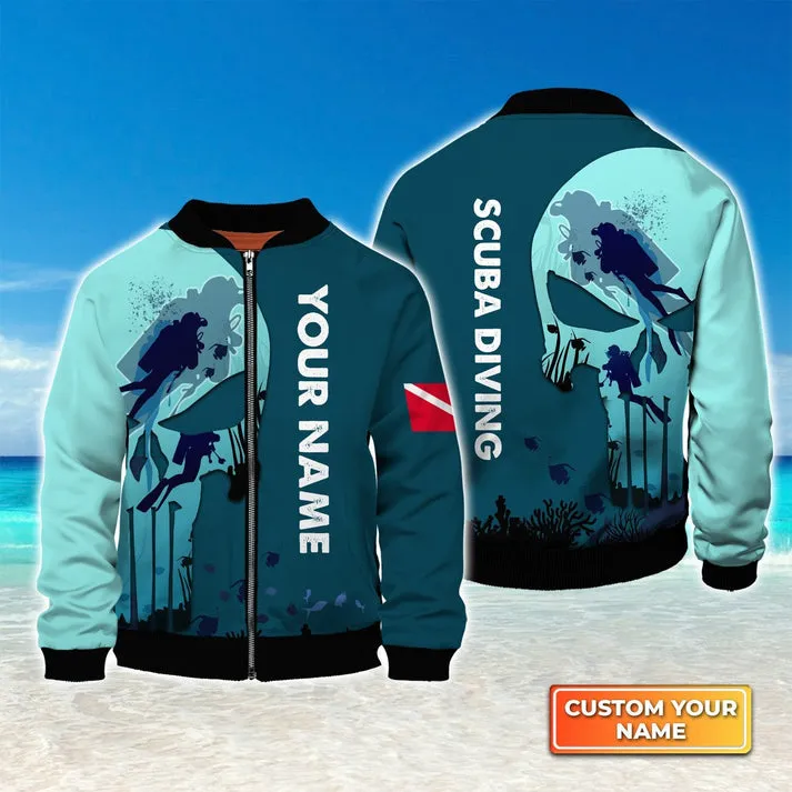 3D All Over Print Scuba Diving Skull Reaper Personalized 3D Sweatshirt Zip Hoodie Bomber