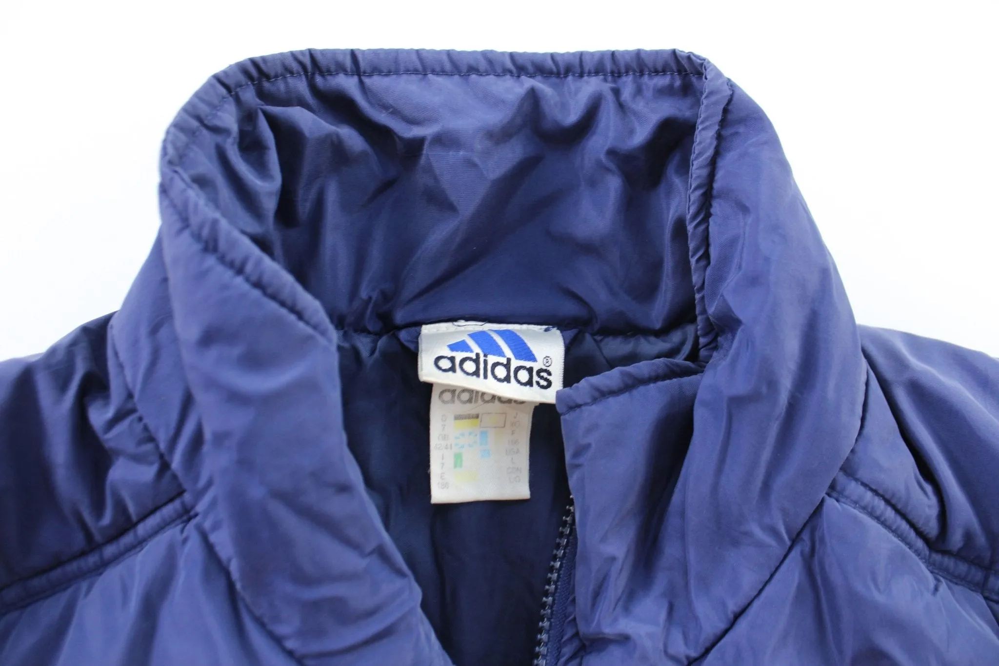 90's Adidas Embroidered Logo Navy Blue Zip Up Jacket