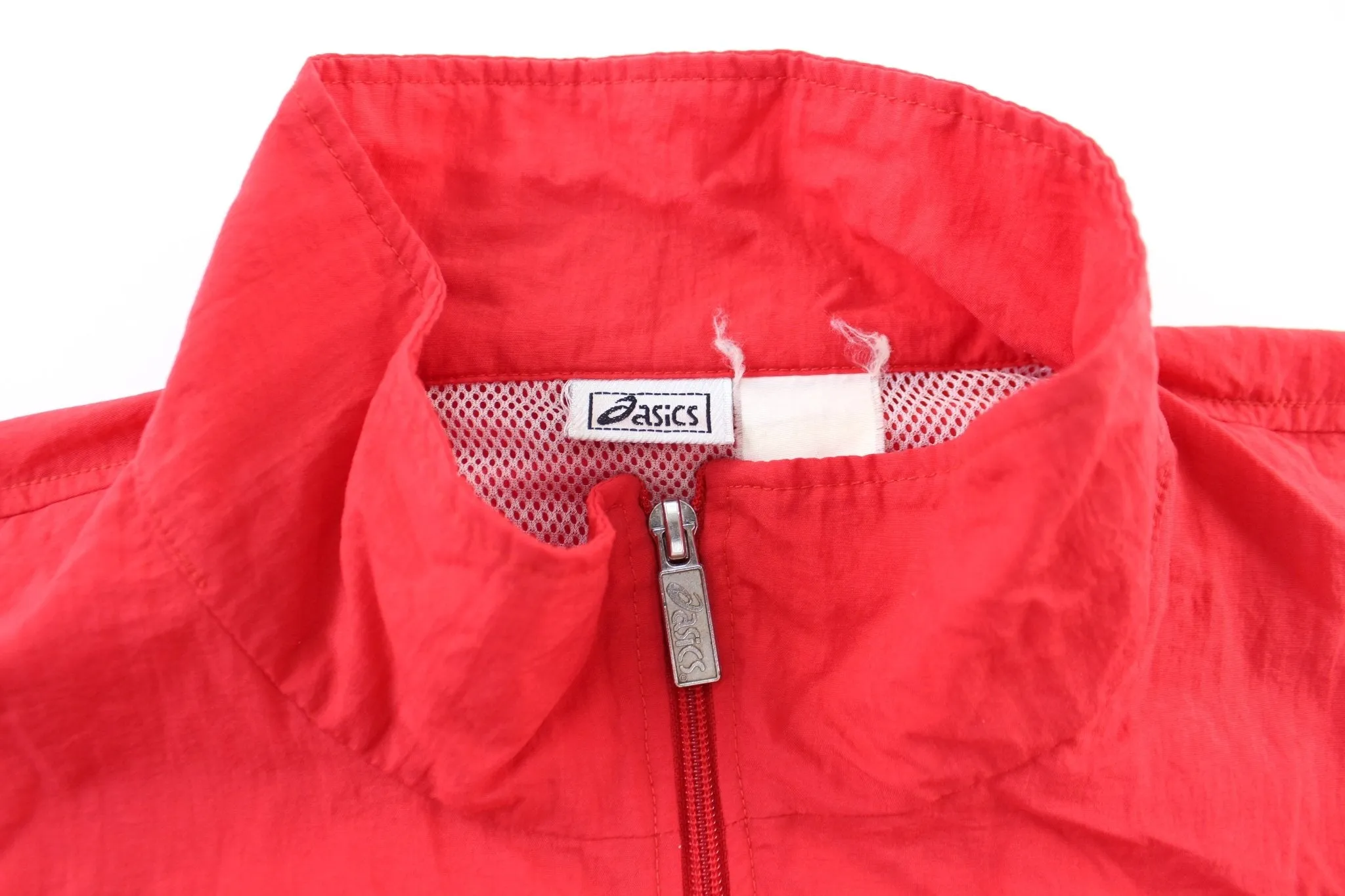 90's Asics Embroidered Logo Red & White Zip Up Jacket