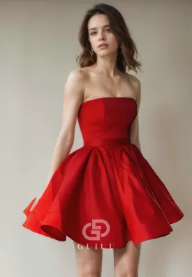 A-Line Strapless Sleeveless Short Homecoming Dress