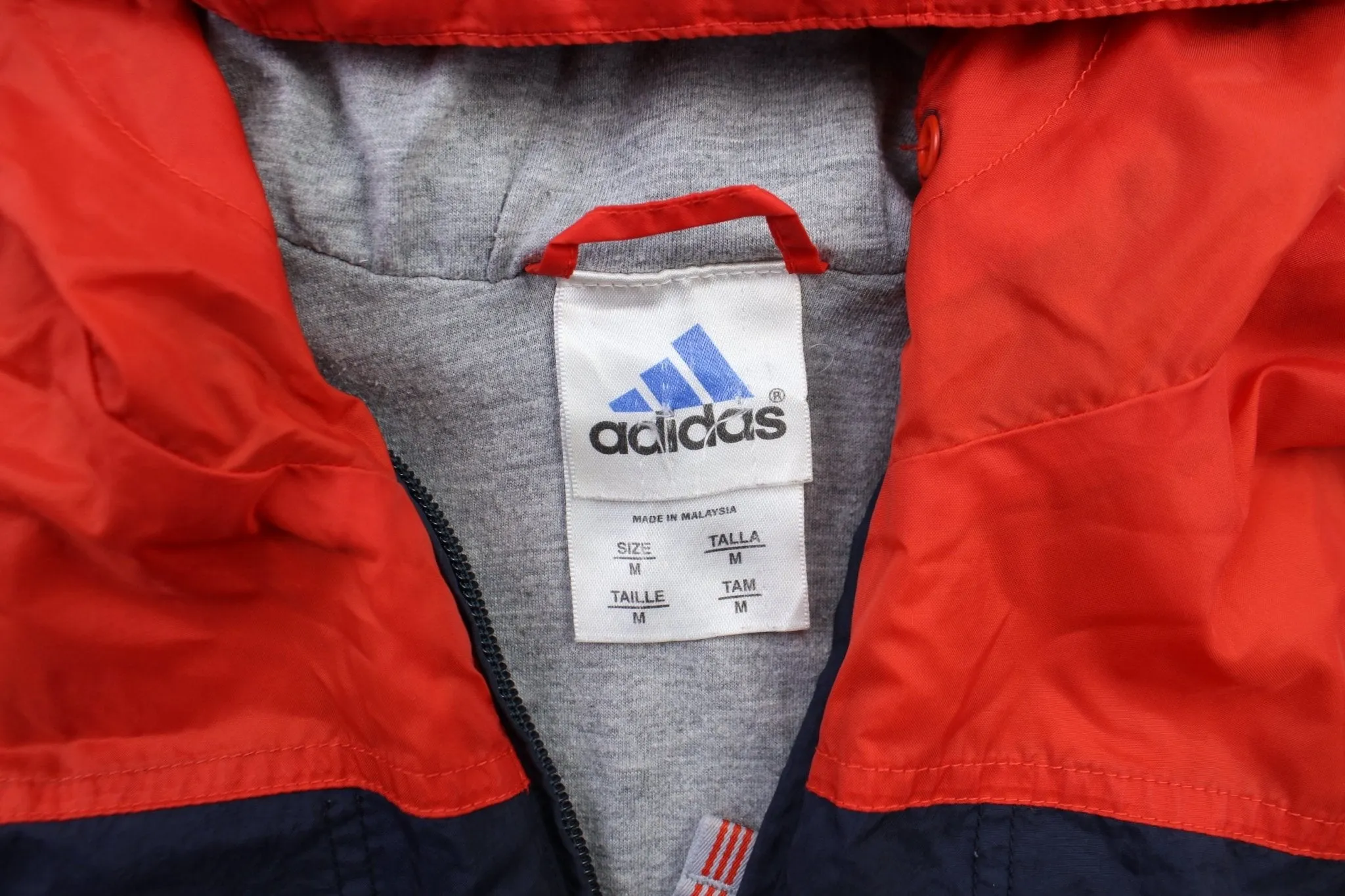 Adidas Embroidered Logo Red & Navy Blue Striped Jacket