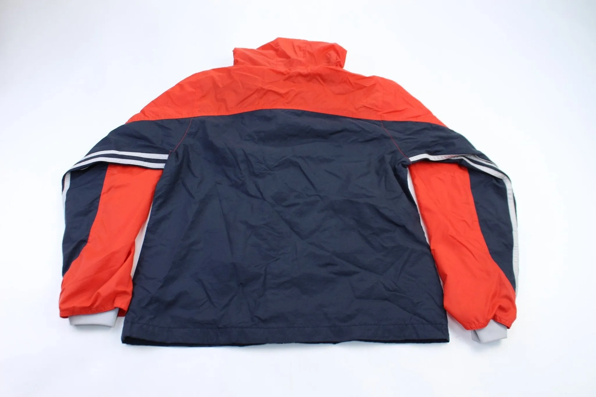 Adidas Embroidered Logo Red & Navy Blue Striped Jacket