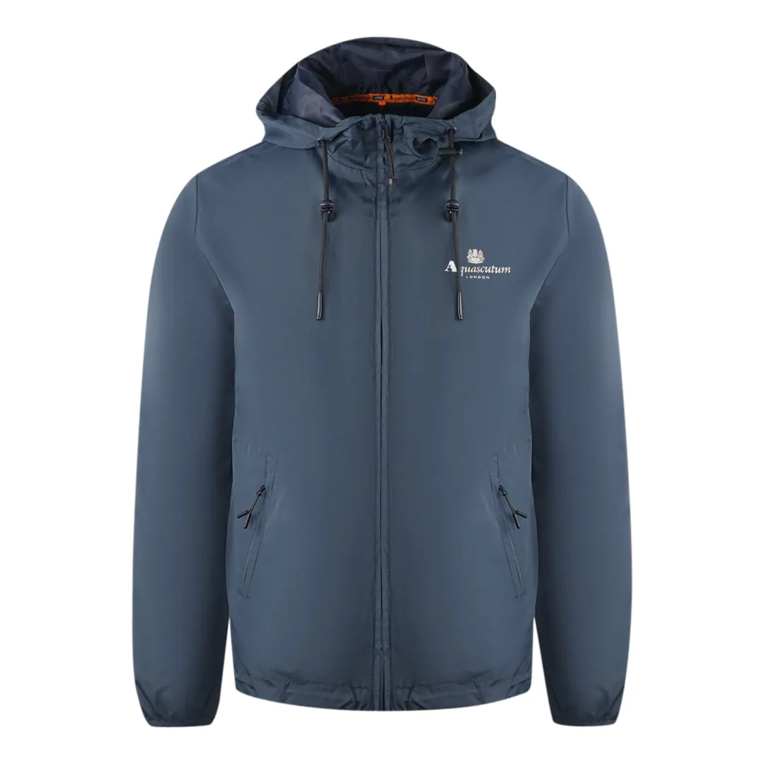 Aquascutum London Logo Navy Blue Active Windbreaker Jacket