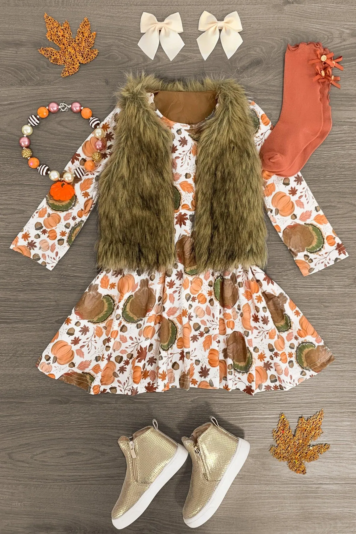 Autumn Pumpkins Long Sleeve Dress