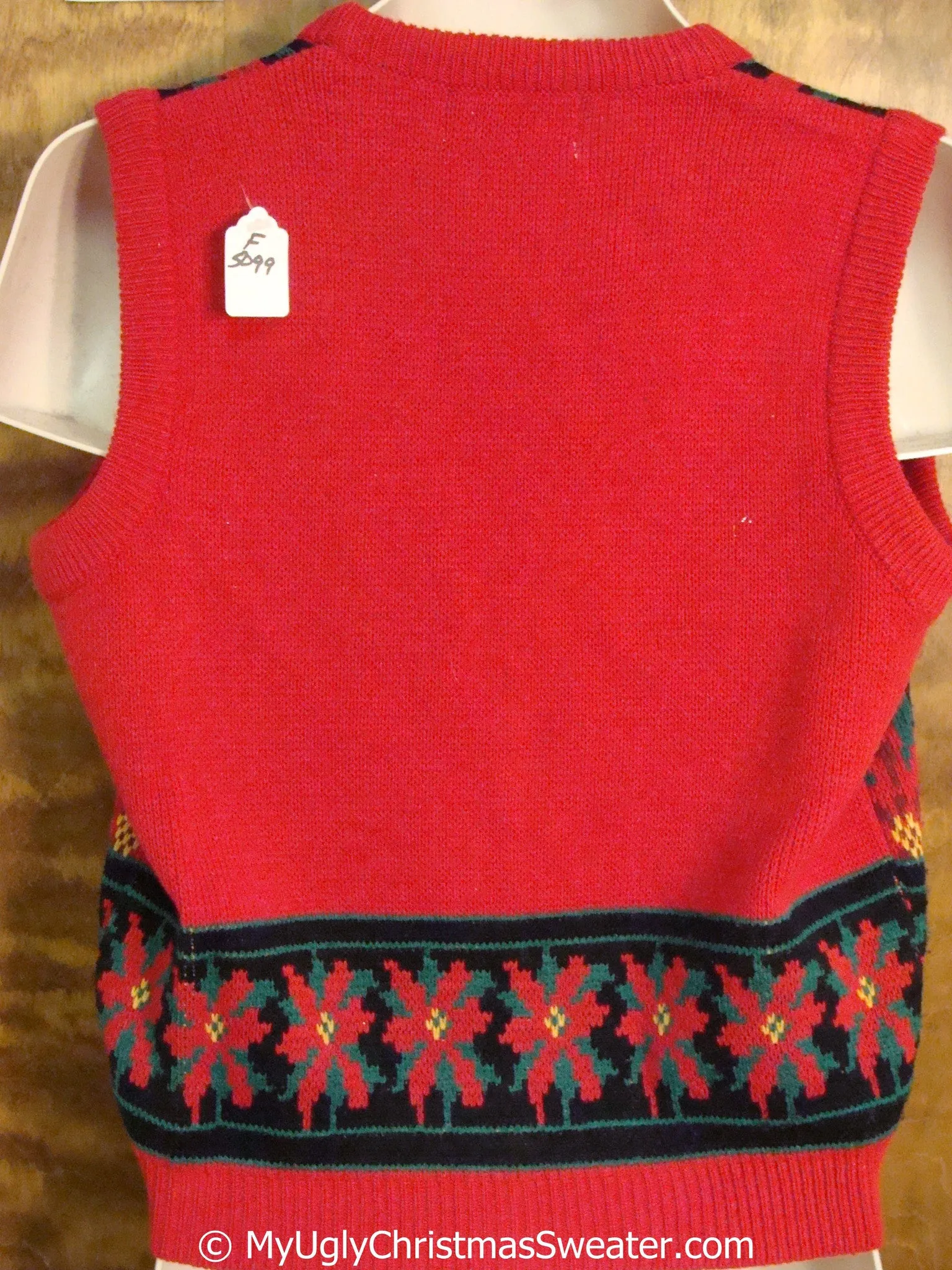 Best 80s 2sided Poinsettias Ugly Christmas Sweater Vest