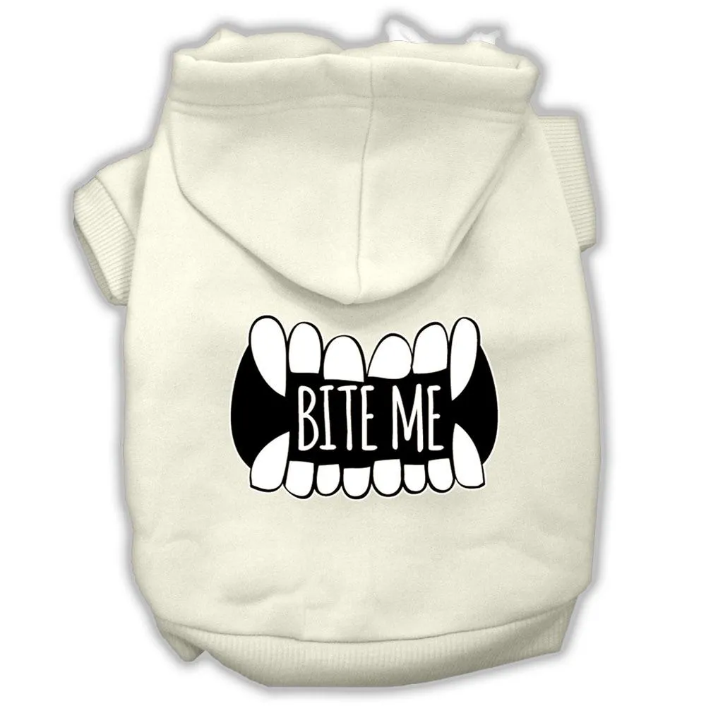 Bite Me Screenprint Dog Hoodie Cream S (10)