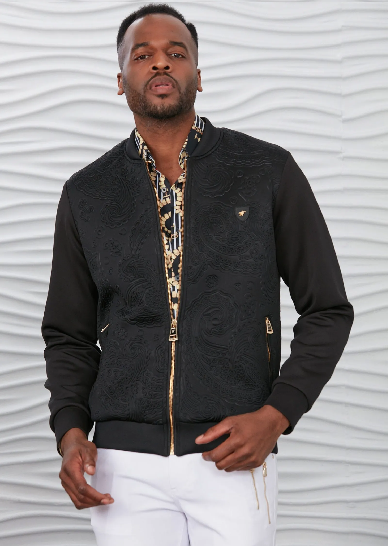 Black Gold Paisley Scuba Jacket