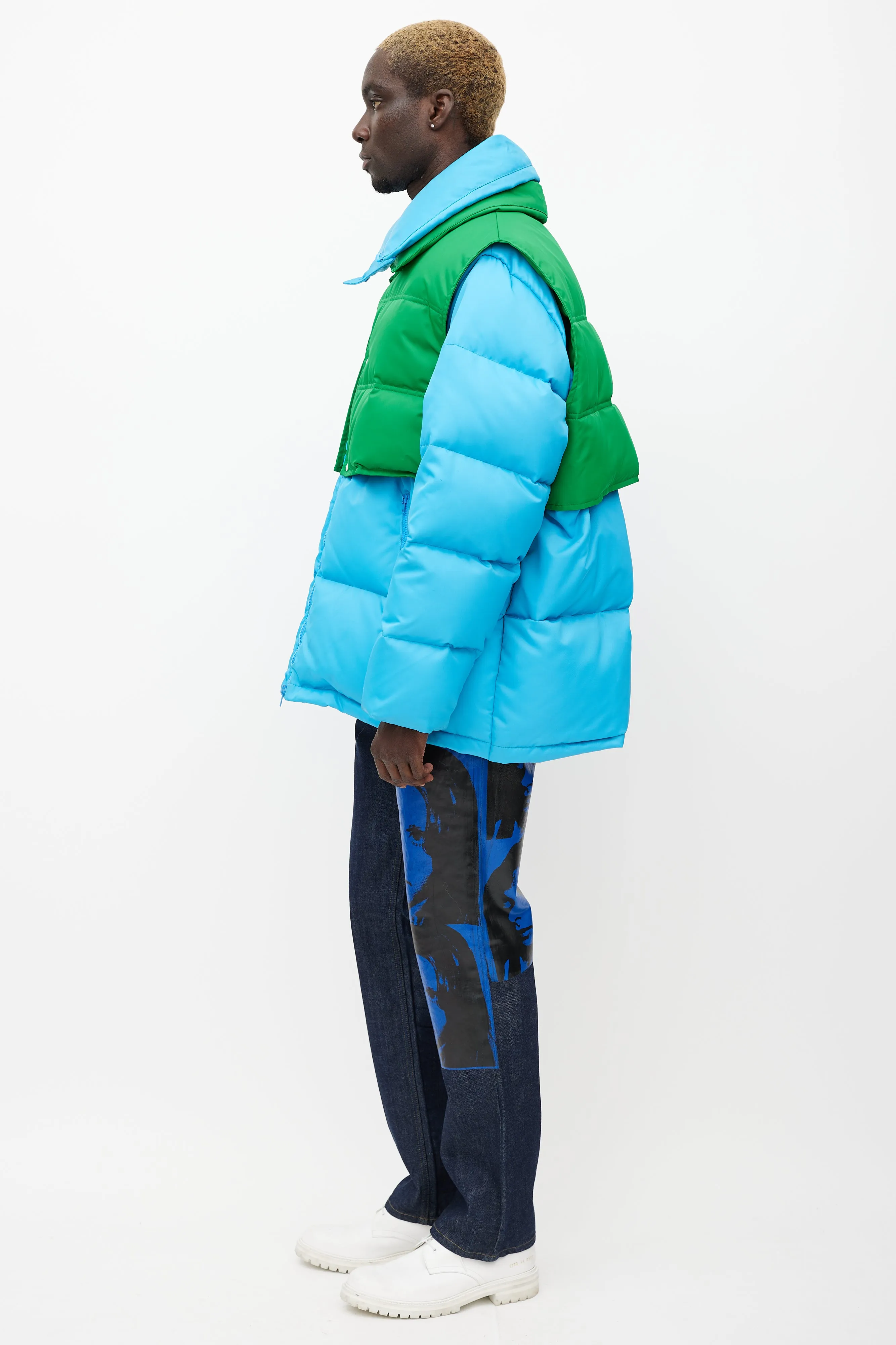 Blue & Green Down Oversized Jacket