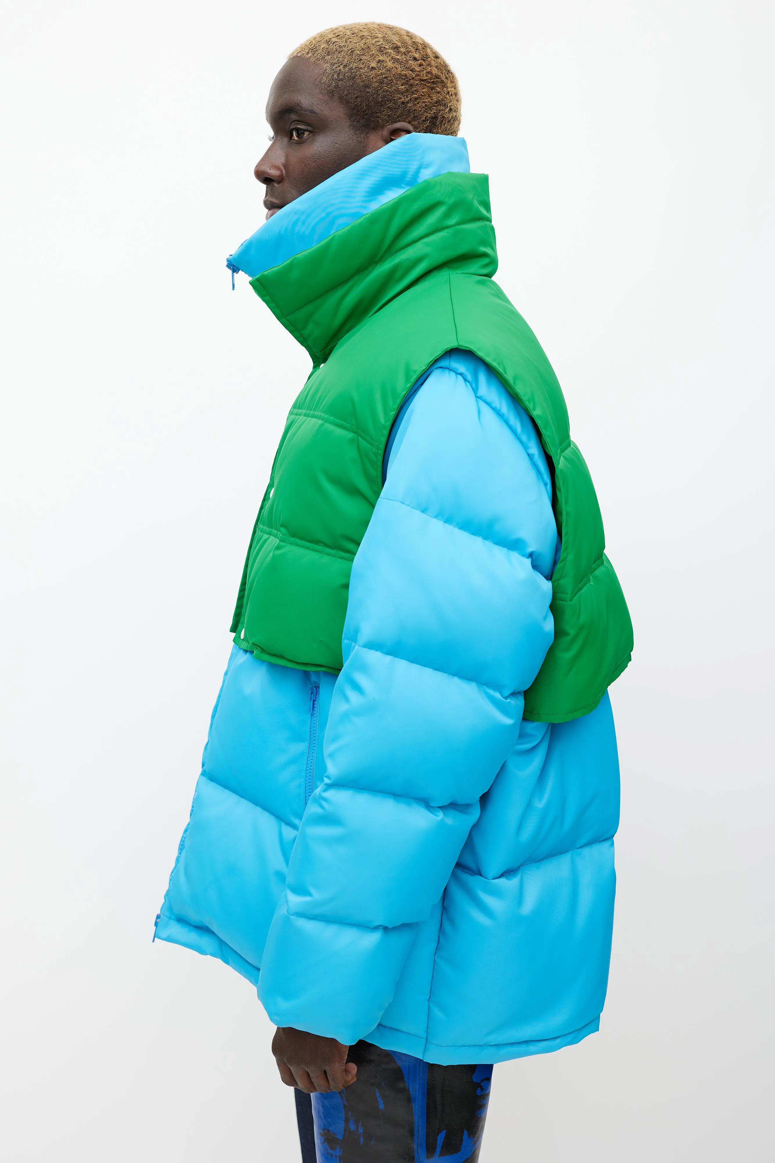 Blue & Green Down Oversized Jacket