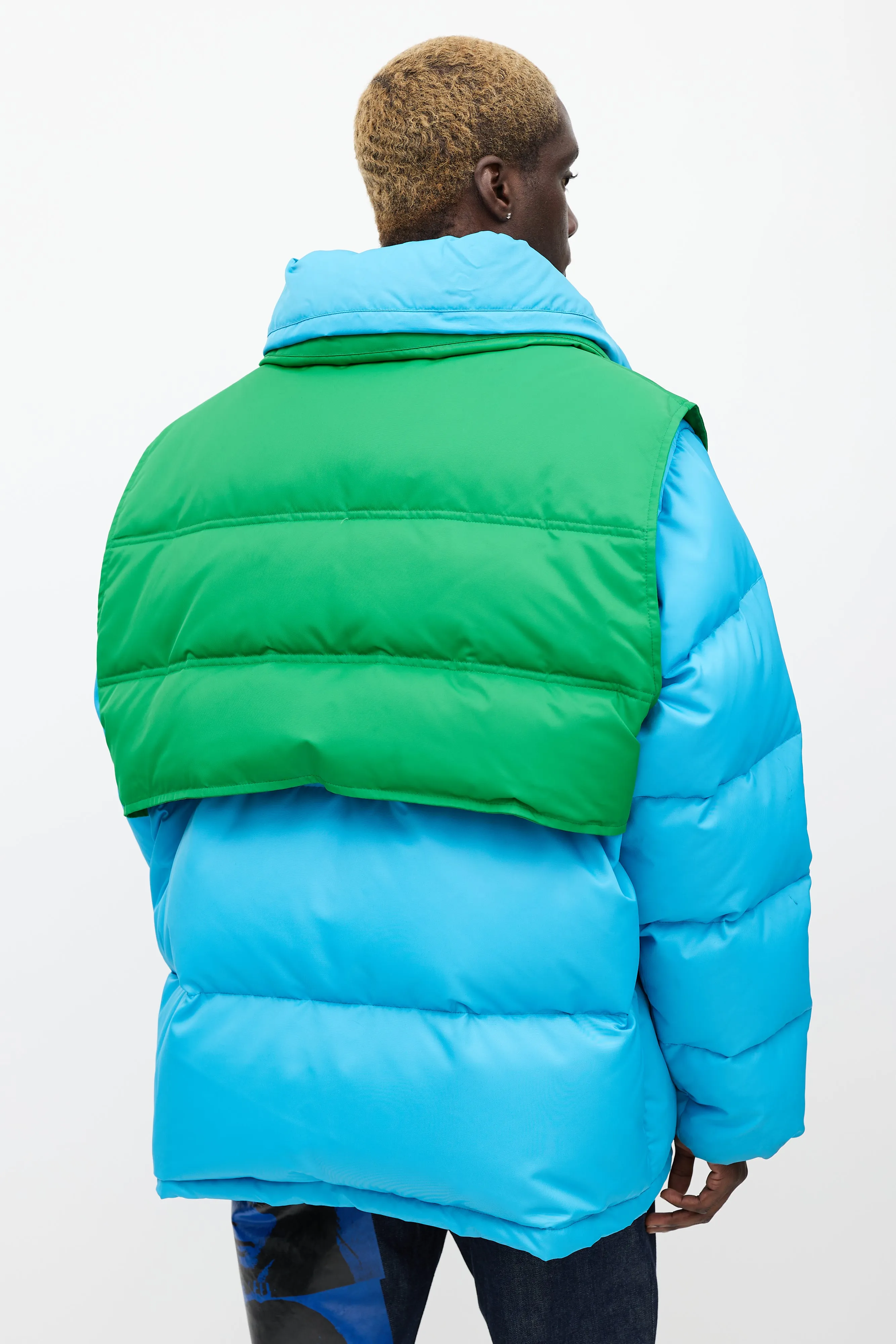 Blue & Green Down Oversized Jacket