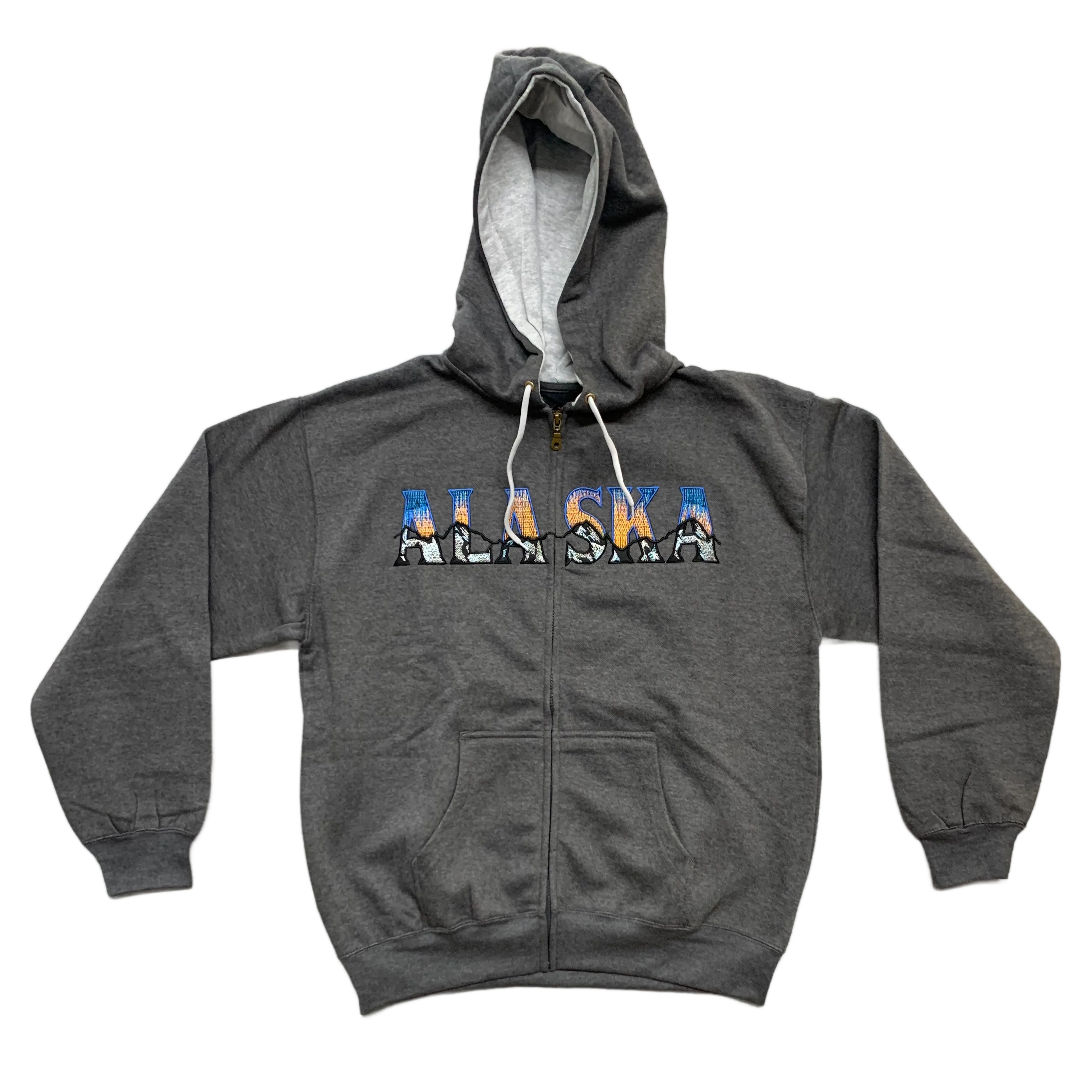 Charcoal Event Horizon Alaska Embroidered Zip Up Hoodie