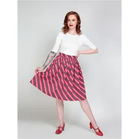 Collectif Jasmine Berry Stripe Swing Skirt