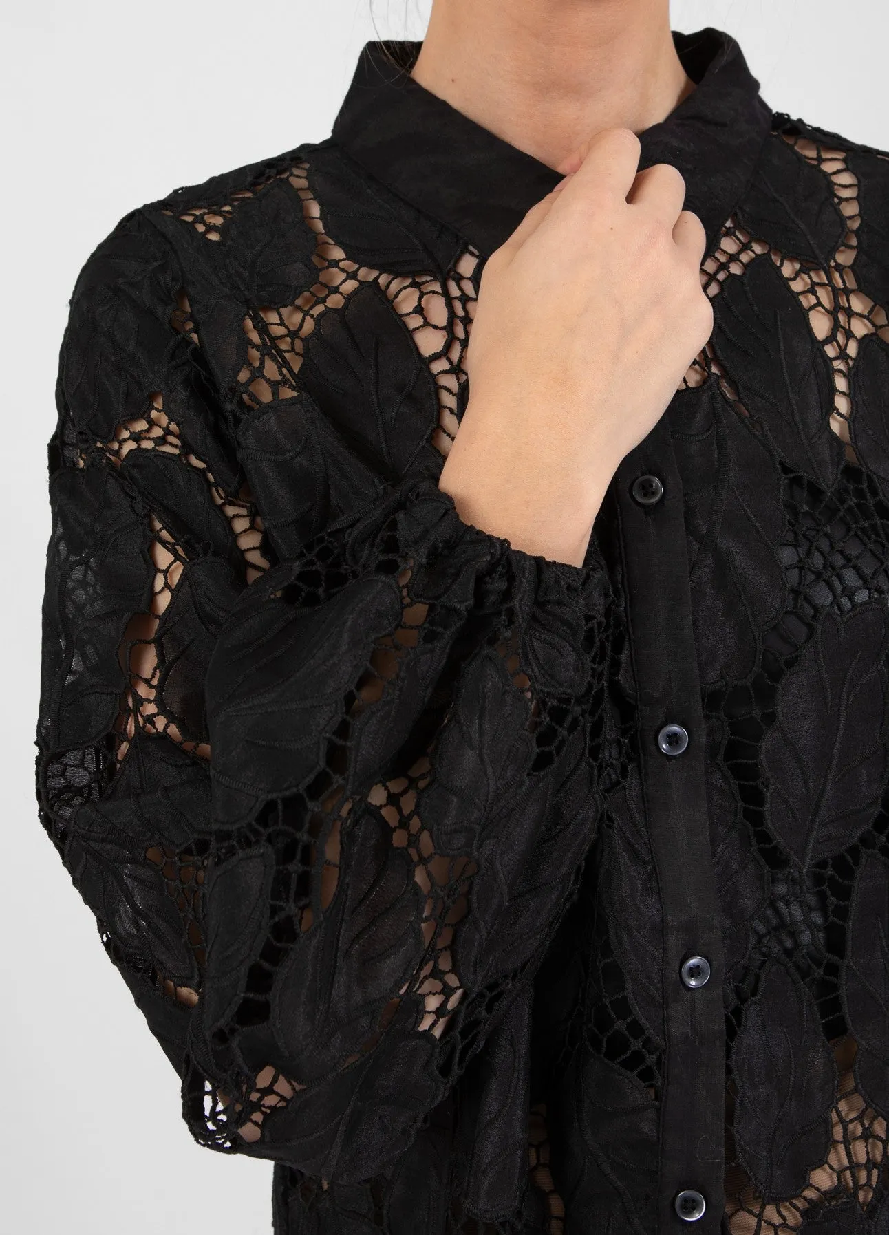 Coster Copenhagen Lace Shirt-Black-244-1417