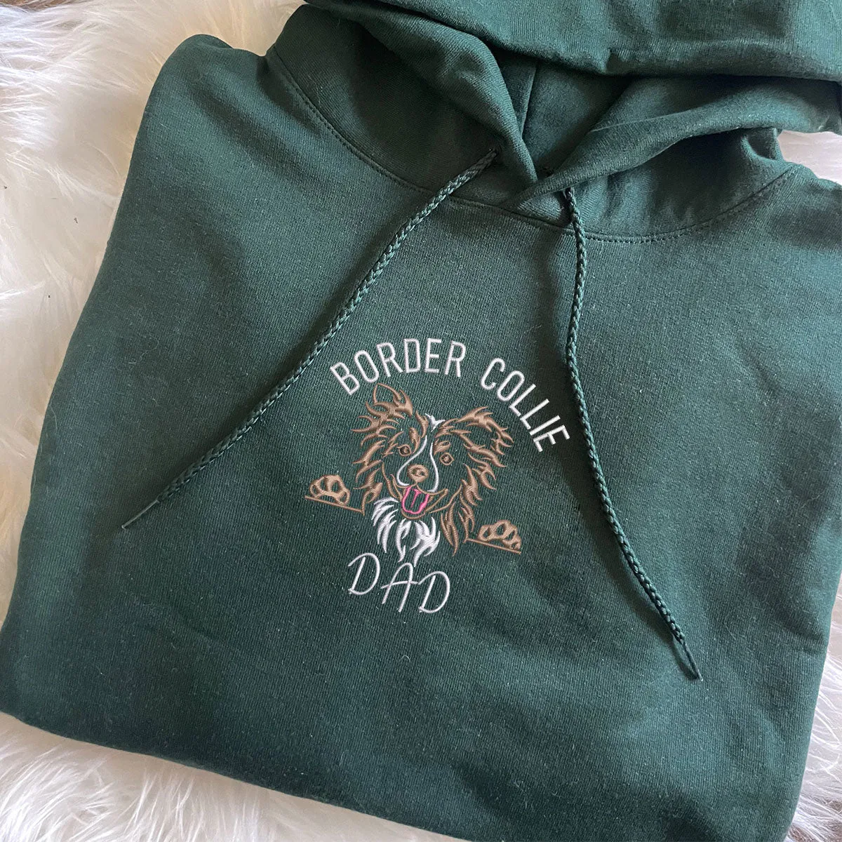 Custom Border Collie Dog Dad Embroidered Hoodie, Personalized Hoodie with Dog Name, Best Gifts For Boxer Lovers