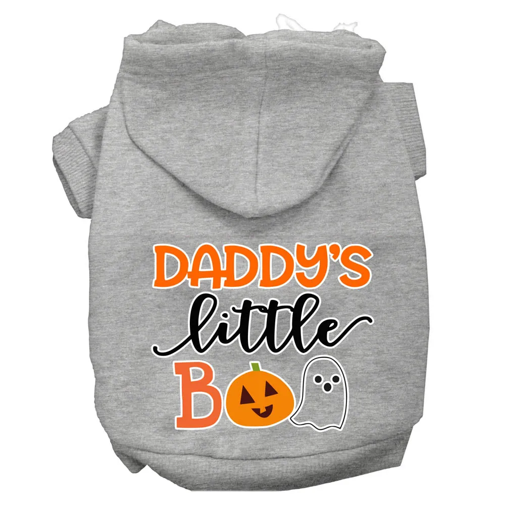 Daddy's Little Boo Screen Print Dog Hoodie Grey Xxl