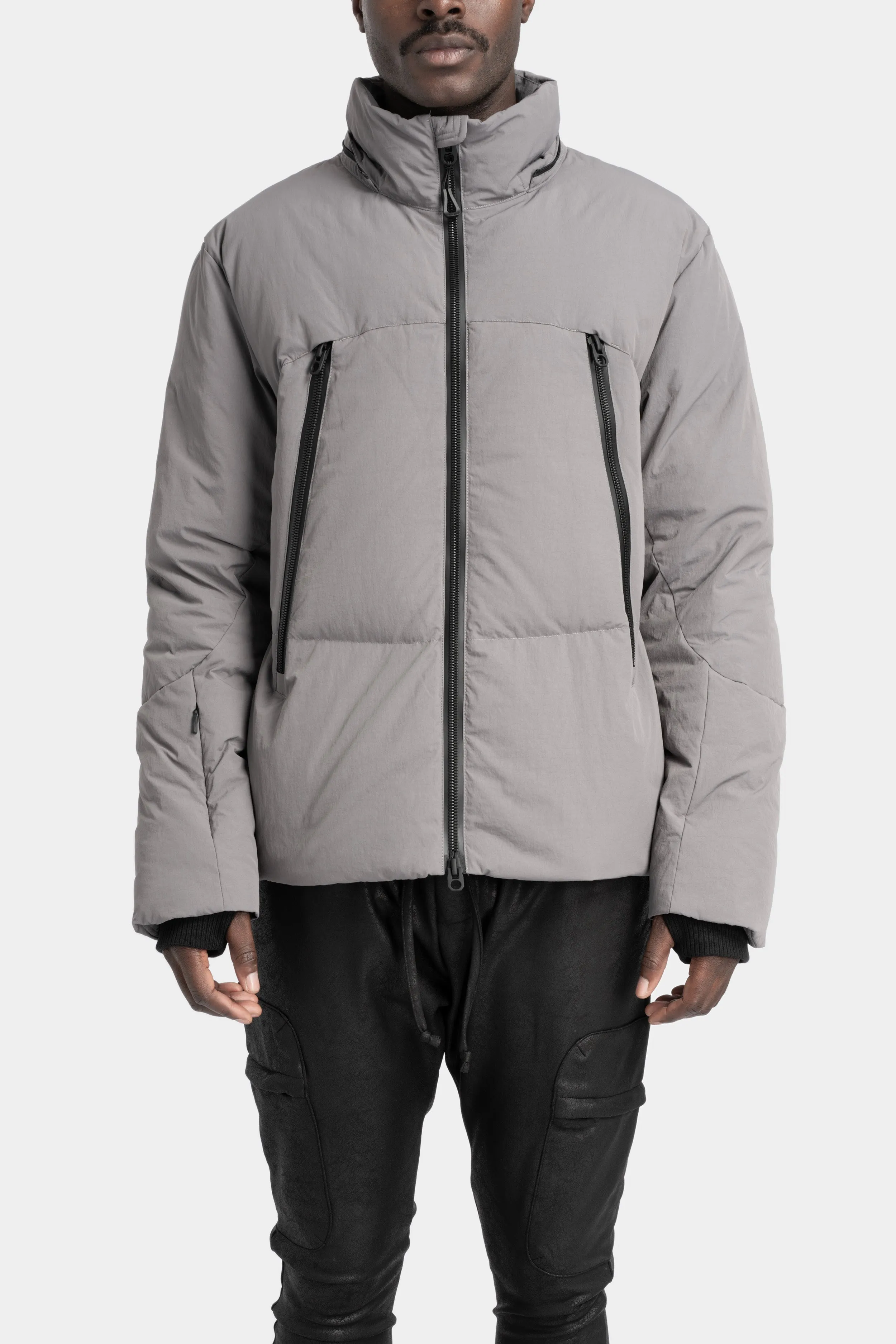 Detachable hood down jacket, Slate Grey