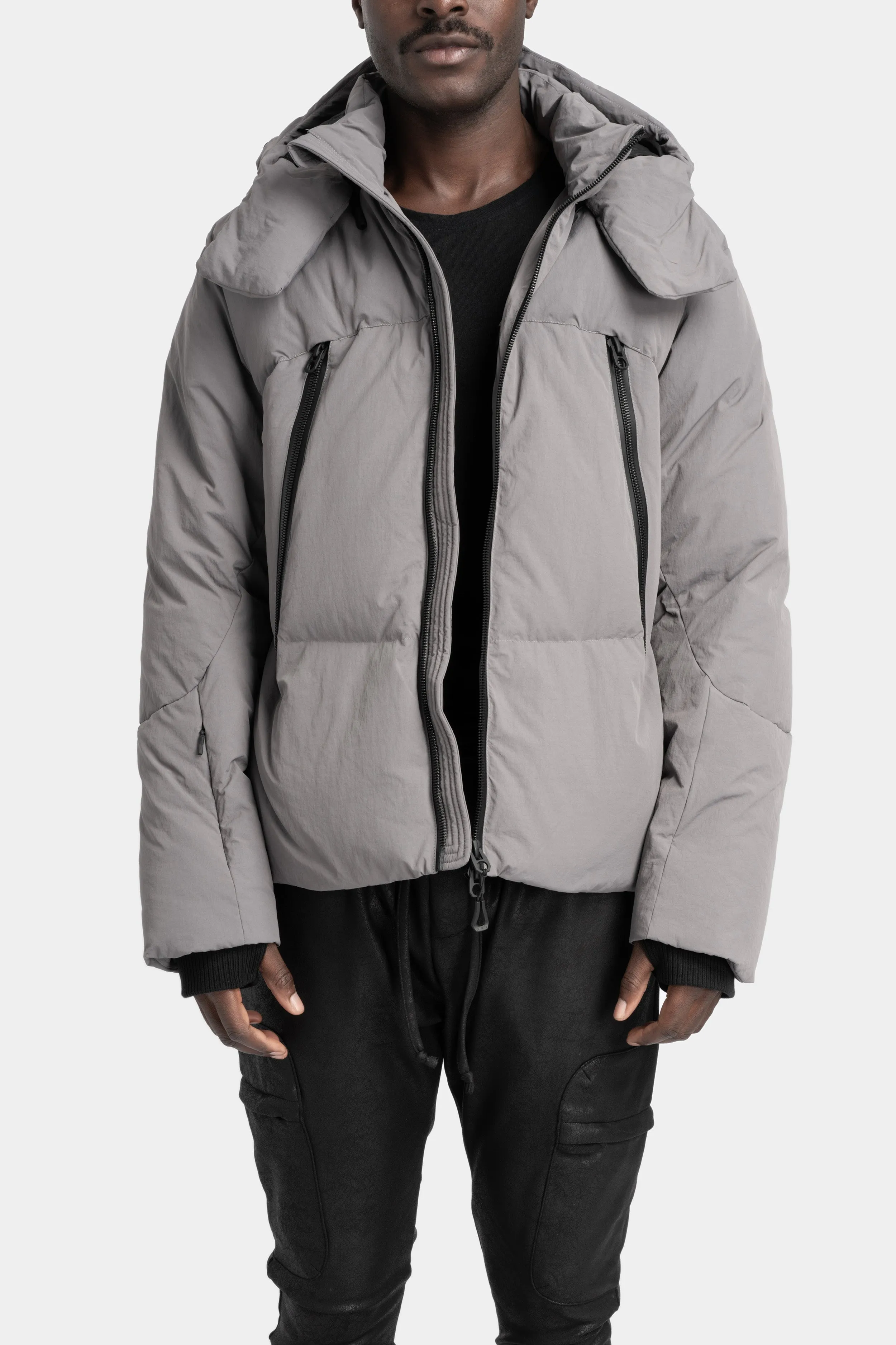 Detachable hood down jacket, Slate Grey