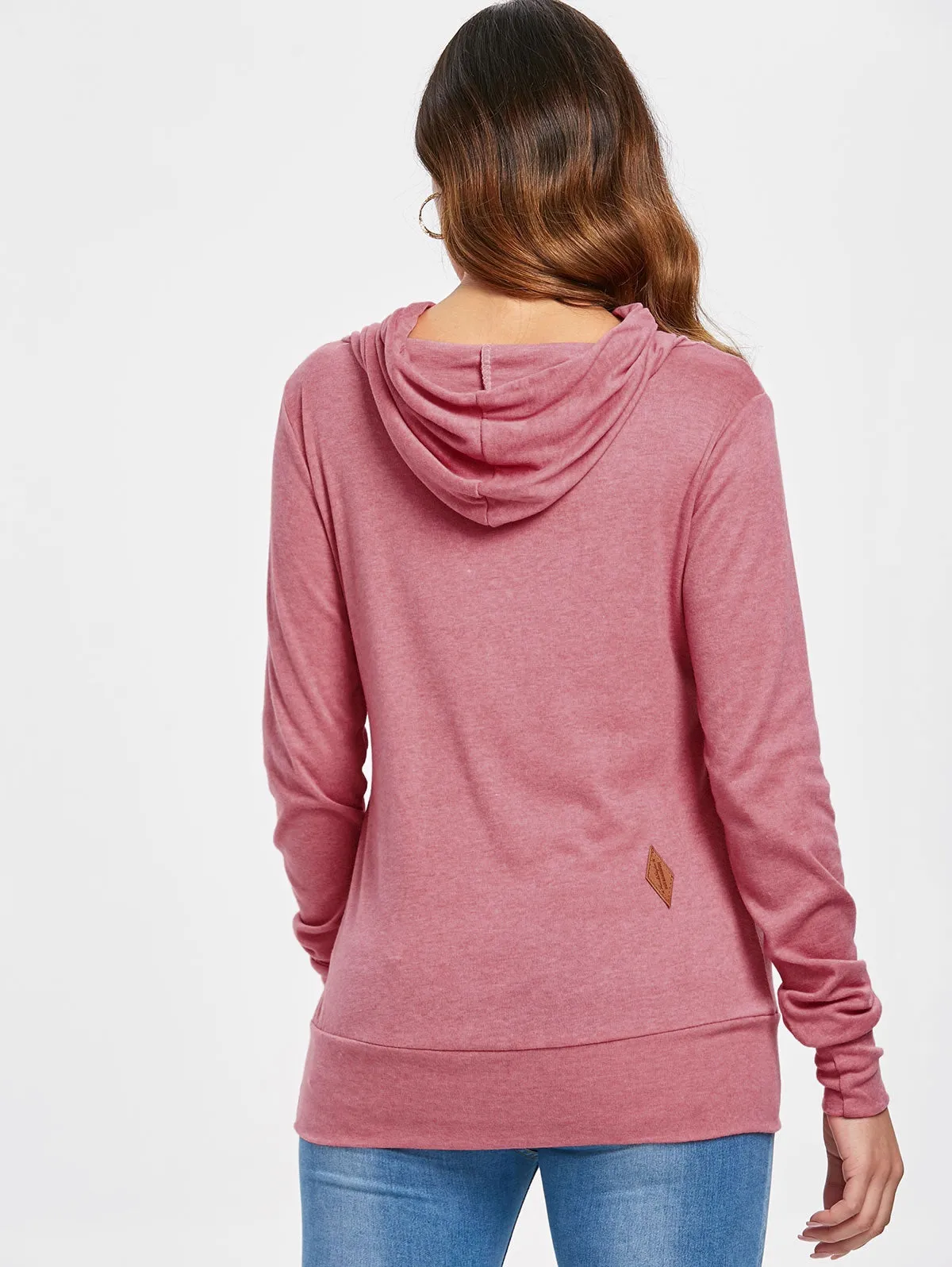 Drawstring Pocket Design Embroidered Hoodie