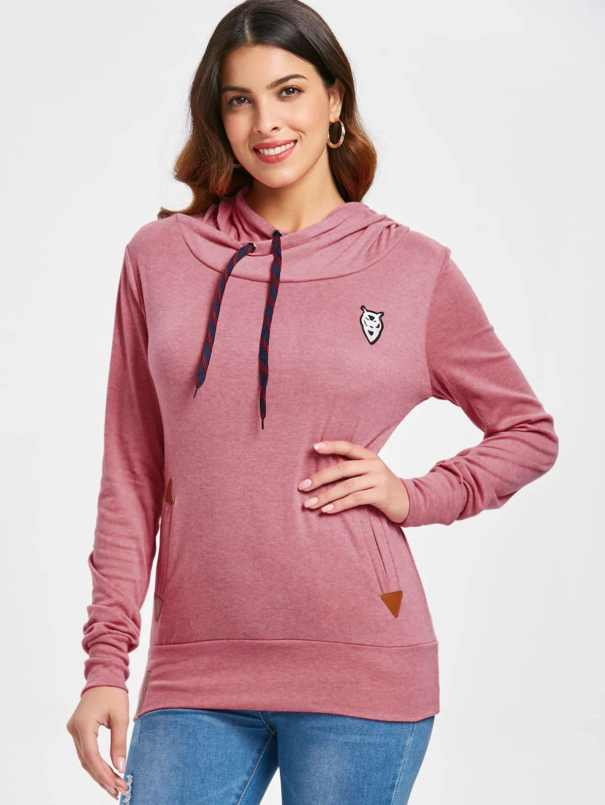 Drawstring Pocket Design Embroidered Hoodie