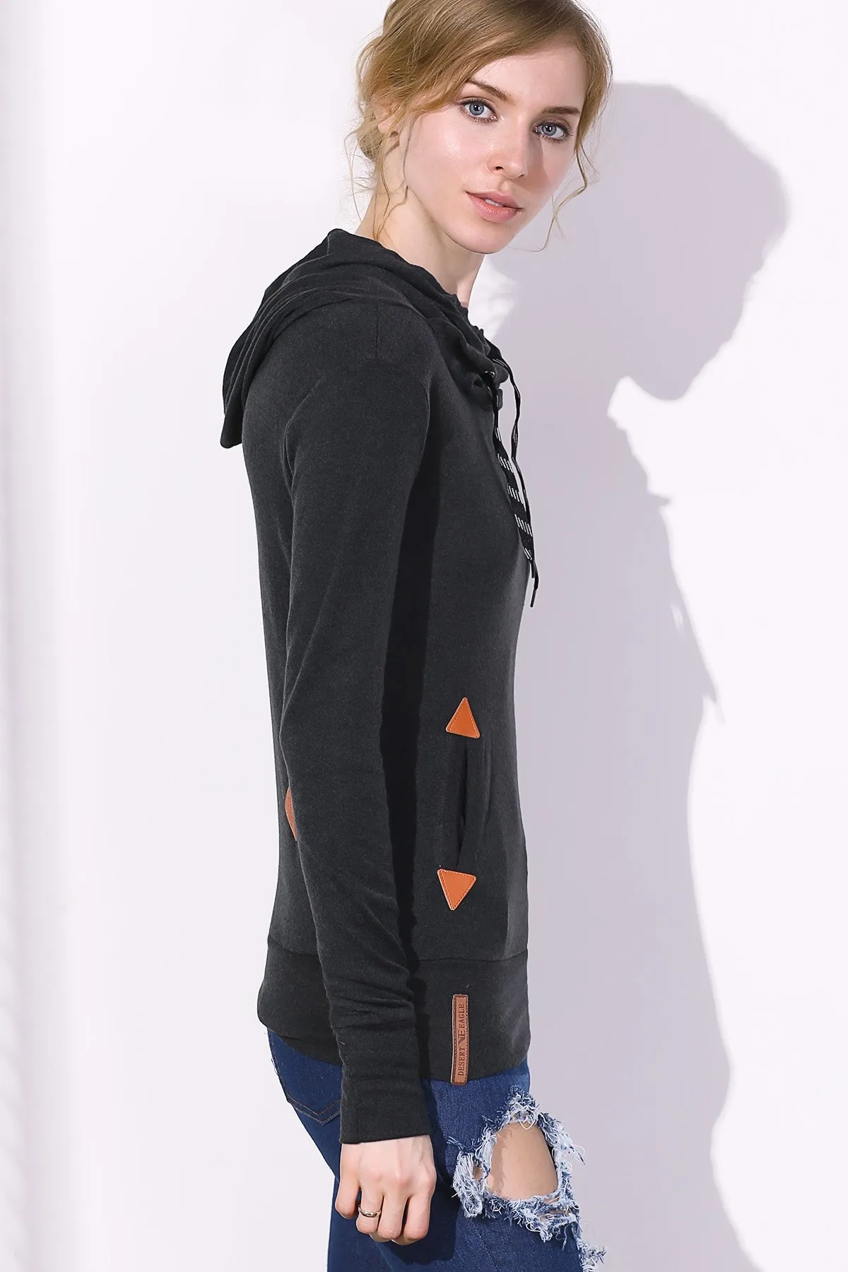 Drawstring Pocket Design Embroidered Hoodie