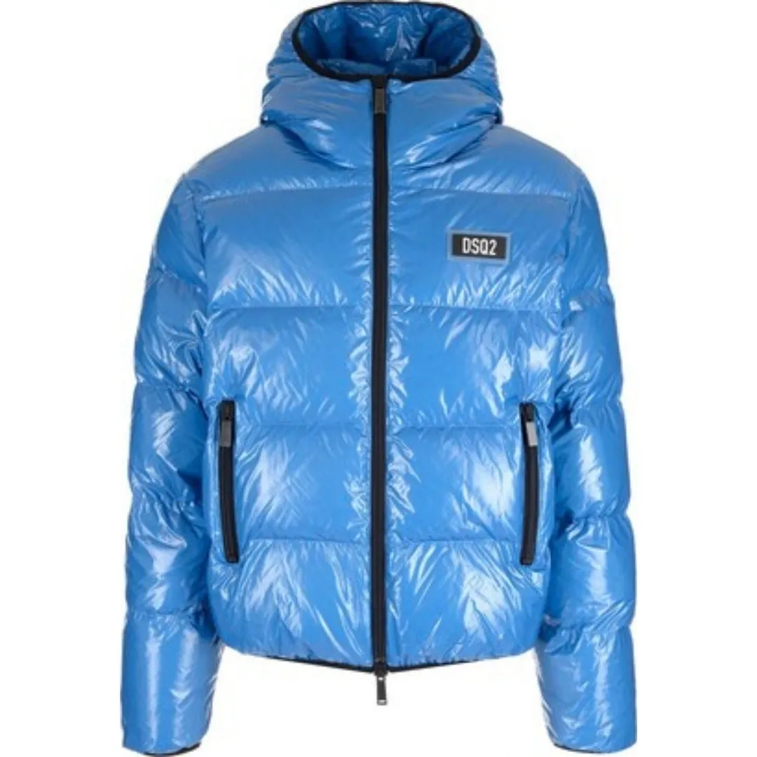 Dsquared2 Patch Logo Shiny Blue Down Jacket