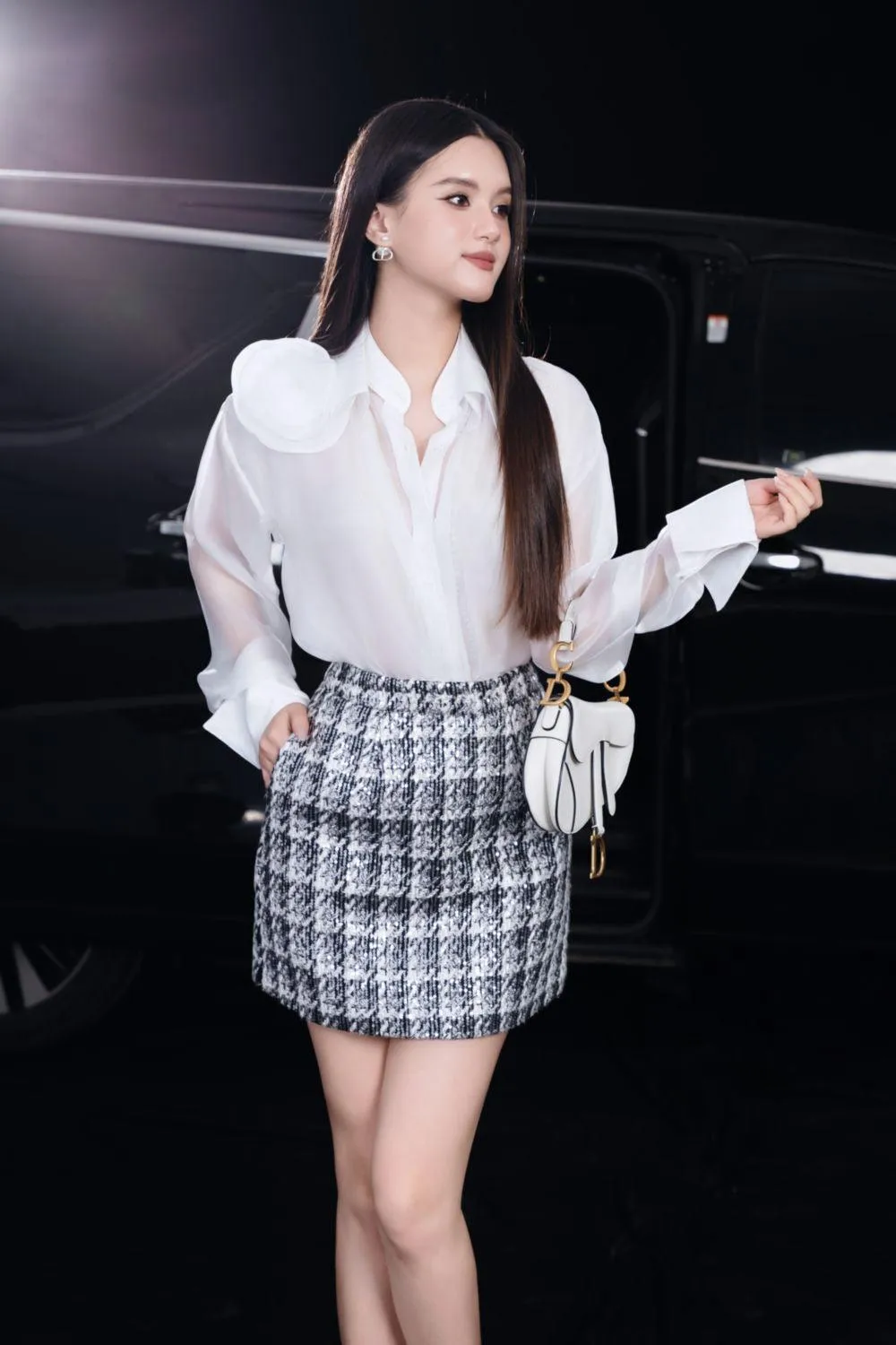 Eimy A-line High Waist Tweed Mini Skirt