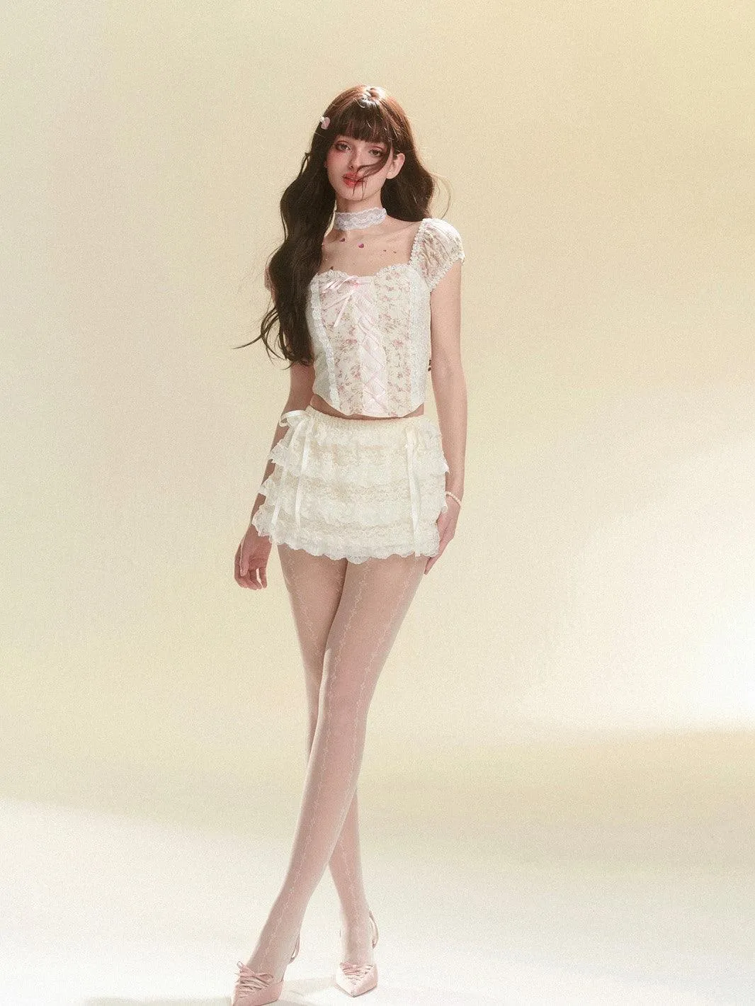 Elegant White Lace A-Line Mini Skirt