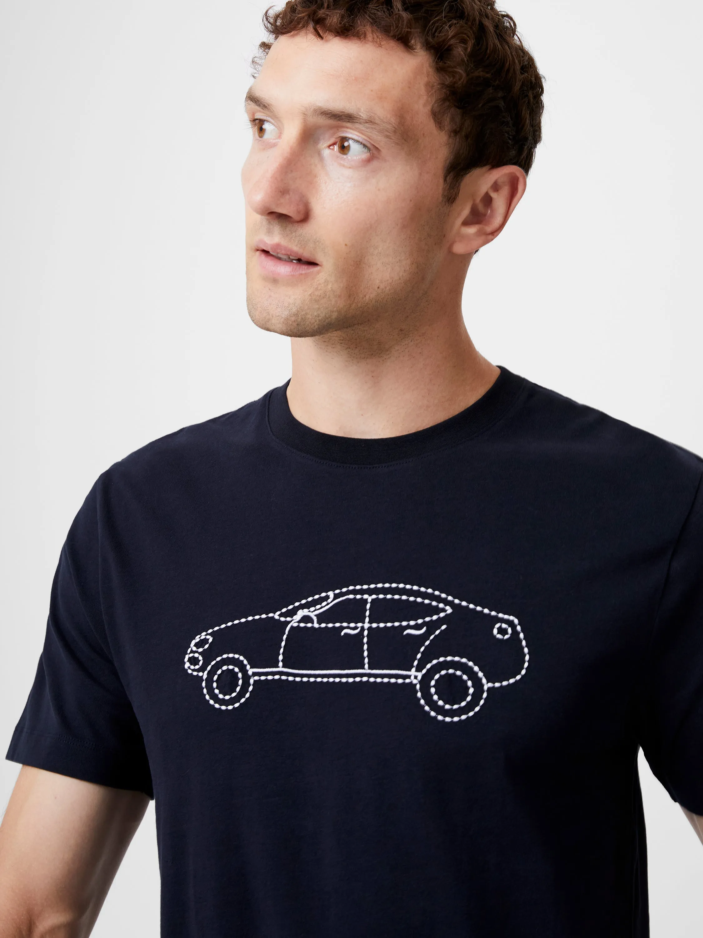 Embroidered Sports Car Graphic T-Shirt