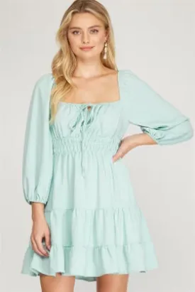 Emma Woven Tiered Dress - Mint Blush