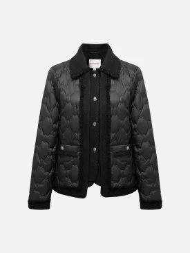 EP YAYING Wool Bouclé Patchwork Down Jacket