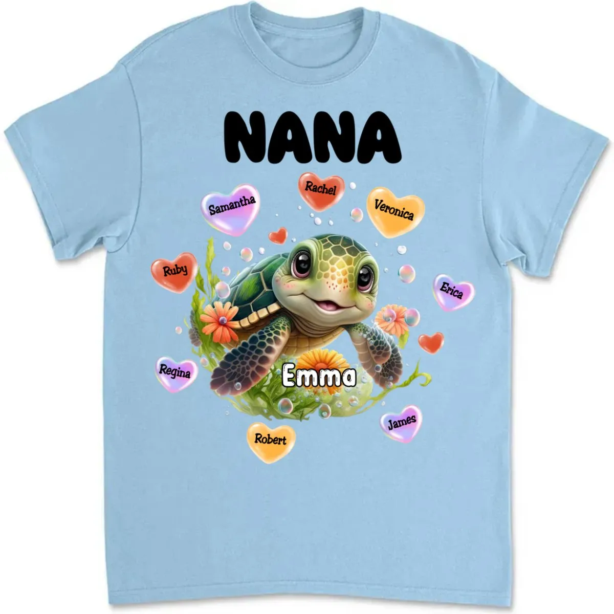 Family - Personalized Turtle Colorful Art Nana Shirt - Personalized T-Shirt