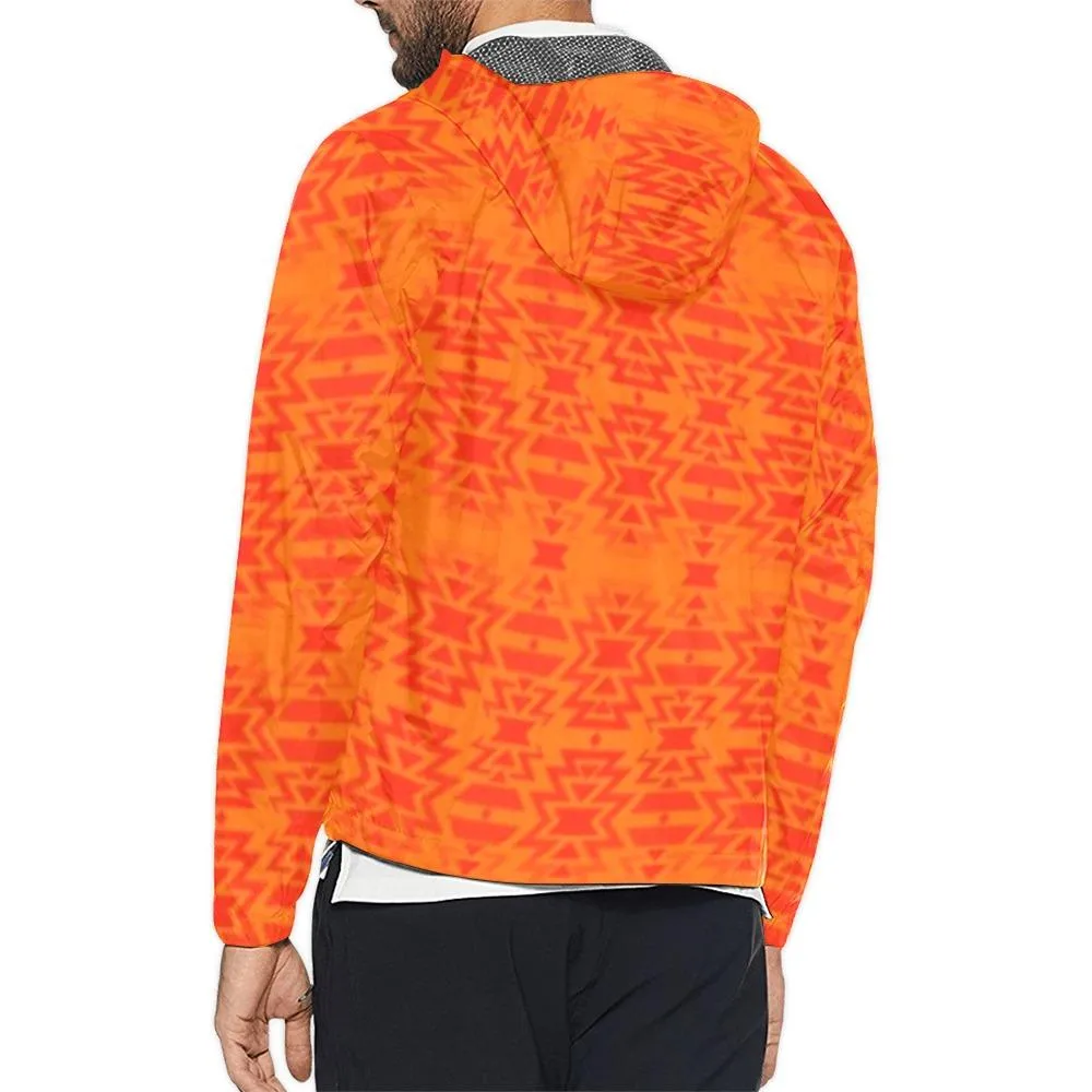 Fire Colors and Turquoise Orange Unisex Windbreaker