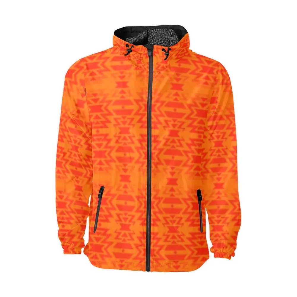 Fire Colors and Turquoise Orange Unisex Windbreaker