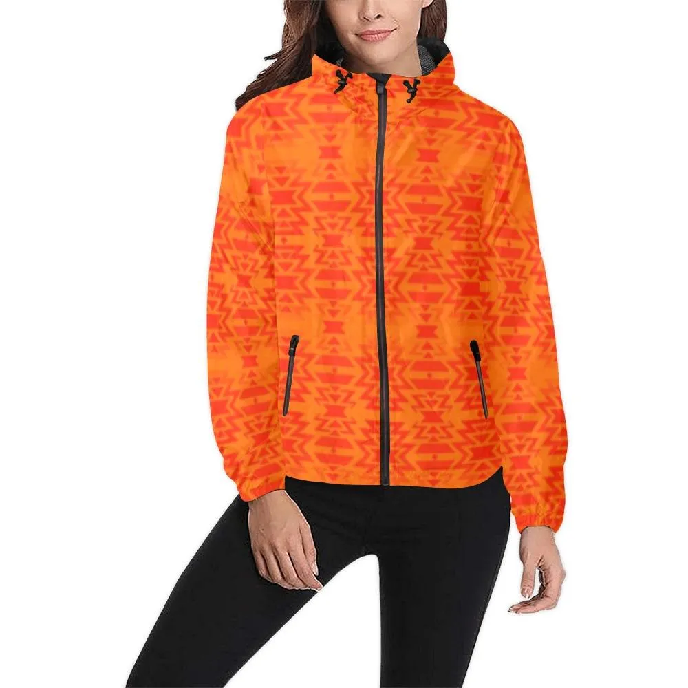 Fire Colors and Turquoise Orange Unisex Windbreaker