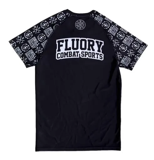 FLUORY RGF07 MUAY THAI BOXING MMA Training Rashguard T-Shirt S-XXXL Black White