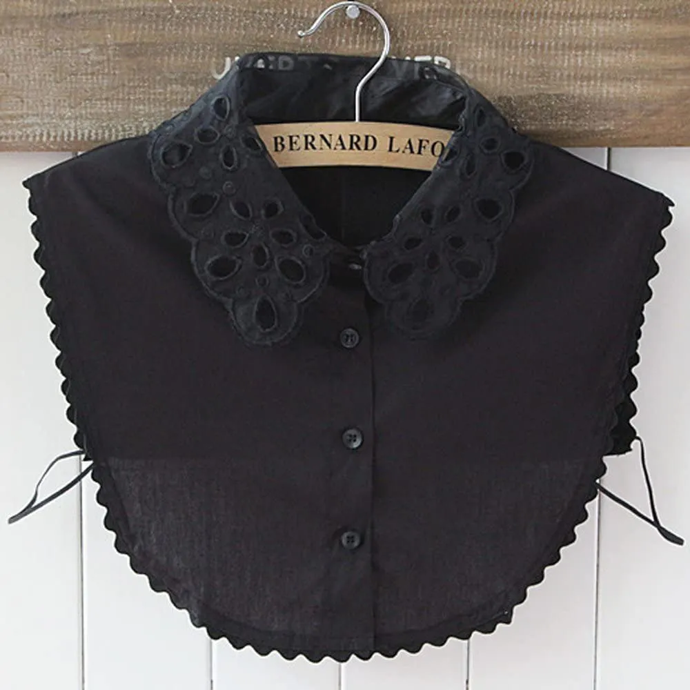 Flyou Lady Shirt False Collar Lace Half Shirt Detachable False Faux Collar Cuff Cotton Choker Tie