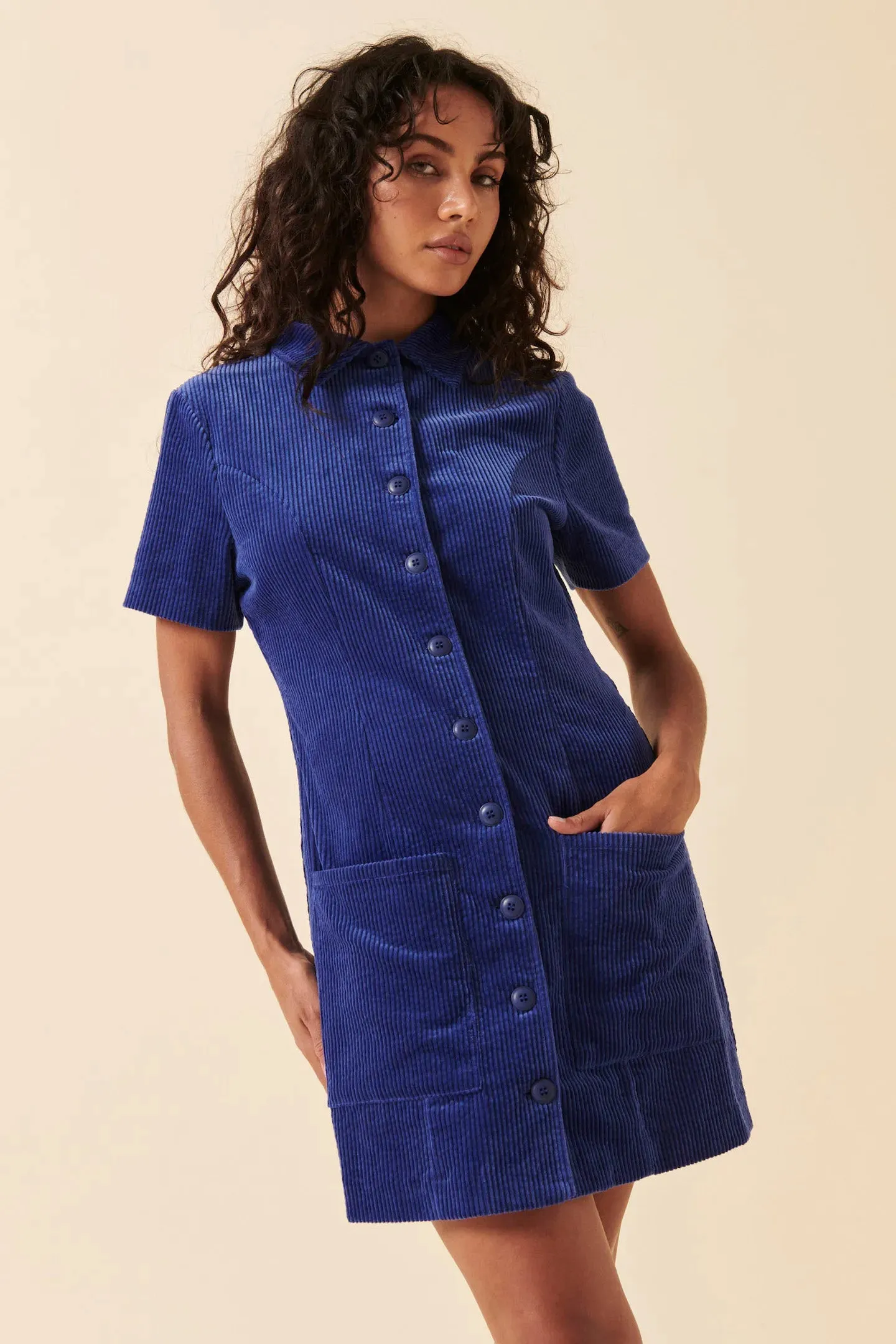 Francoise Cord Dress - Electric Blue