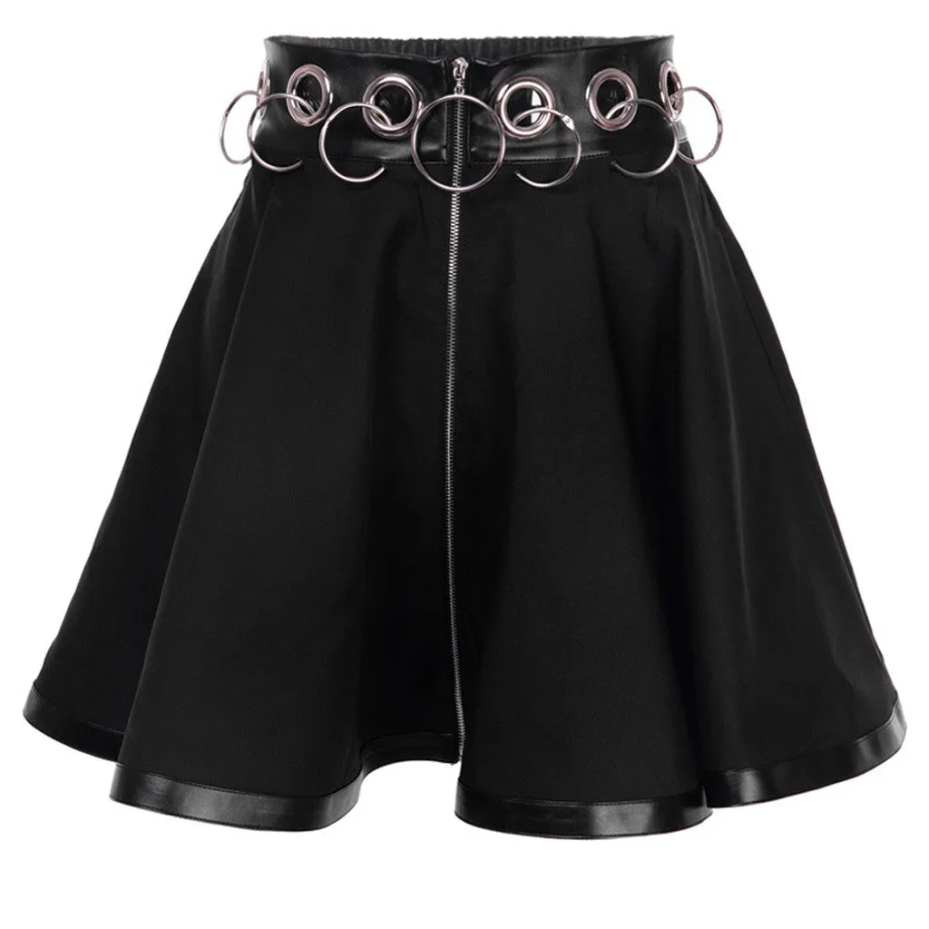 Funki Buys | Skirts | Women's Gothic Punk Ring Belt Mini Skirt