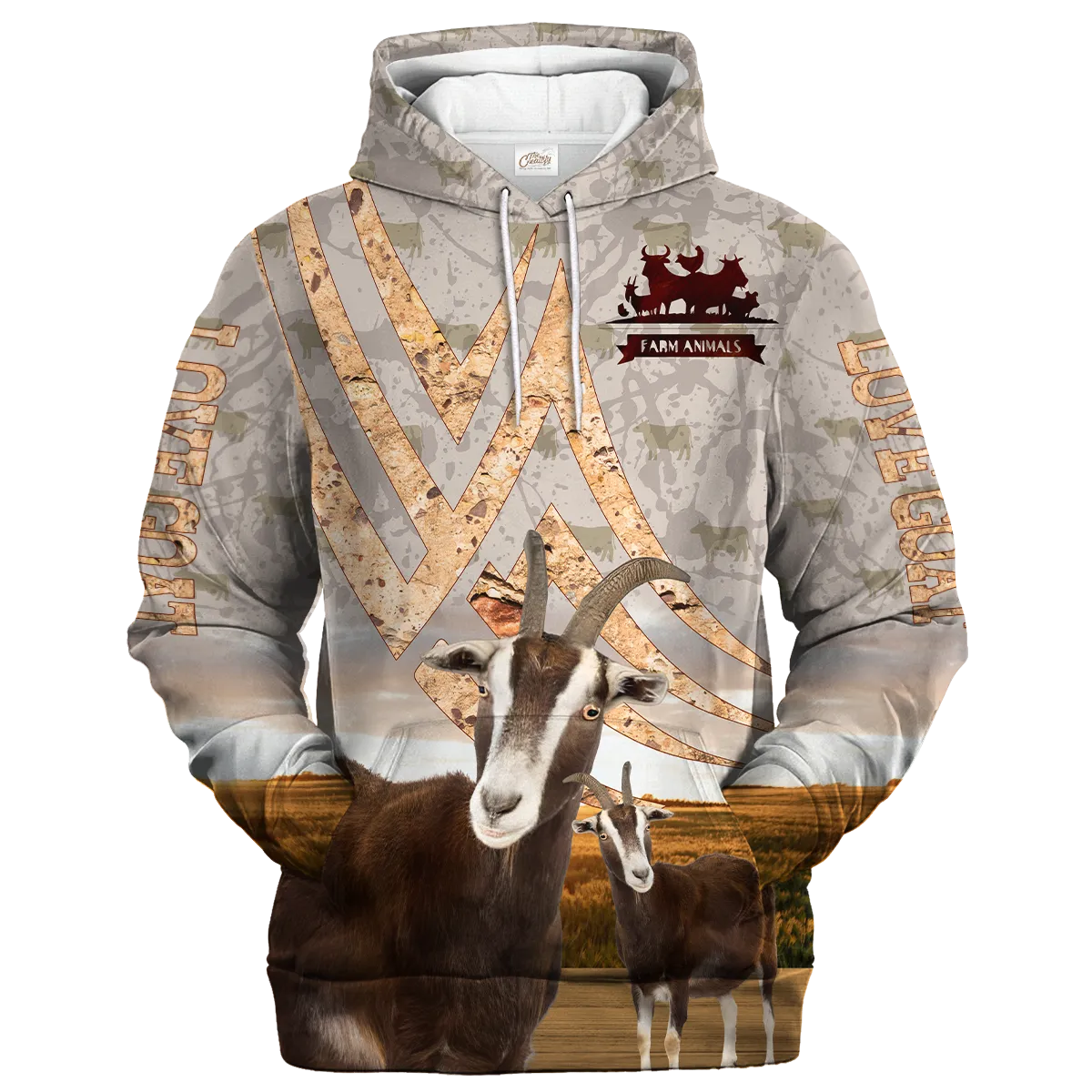 Goat On A Stone Background Hoodie, Goat Apparel