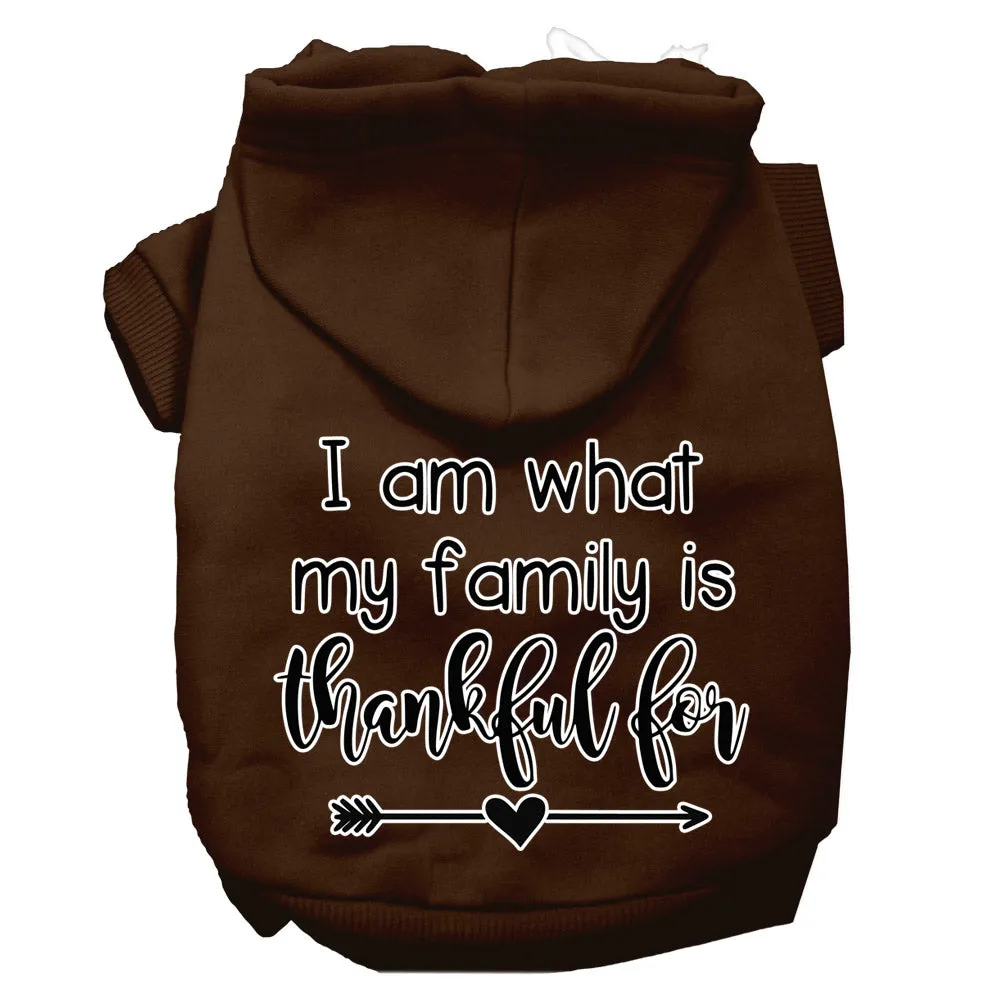 I Am What My Family Is Thankful For Screen Print Dog Hoodie Brown S