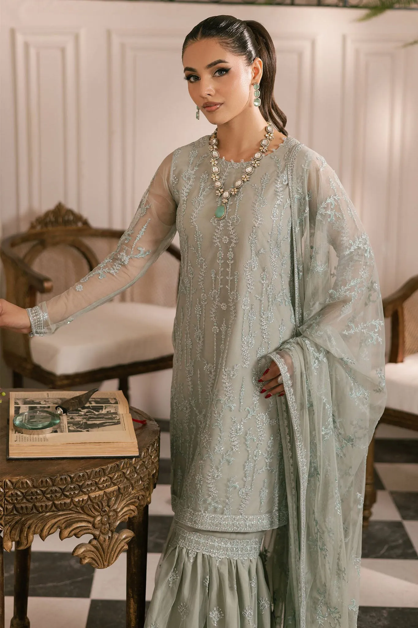 Inayat By Zarif Unstitched 3 Piece Luxury Formals Collection'2024-ZRI-02-Gulzaar