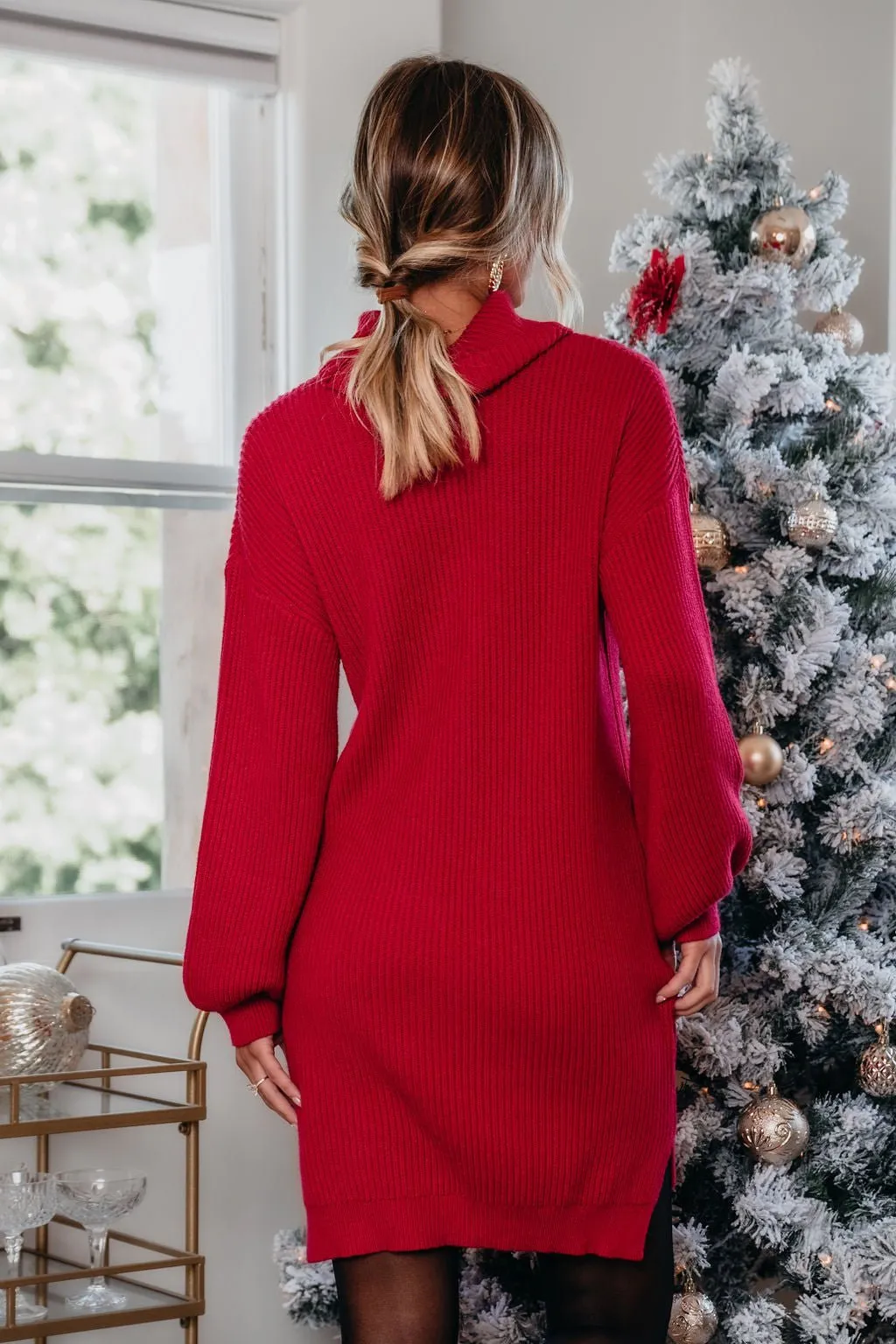 It's A Beaut Turtleneck Sweater Dress - Red