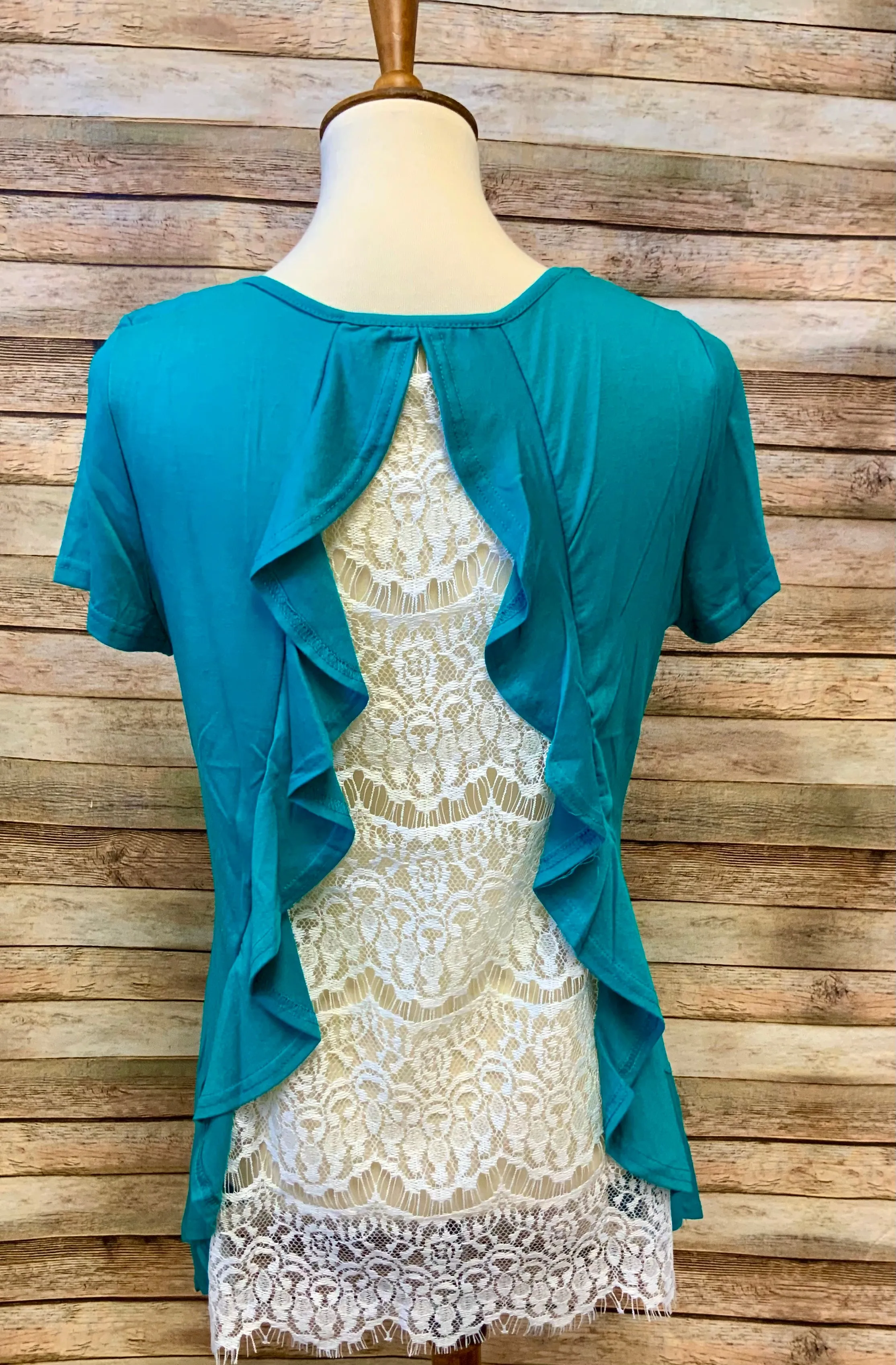 Lace Back Short Sleeve Tunic