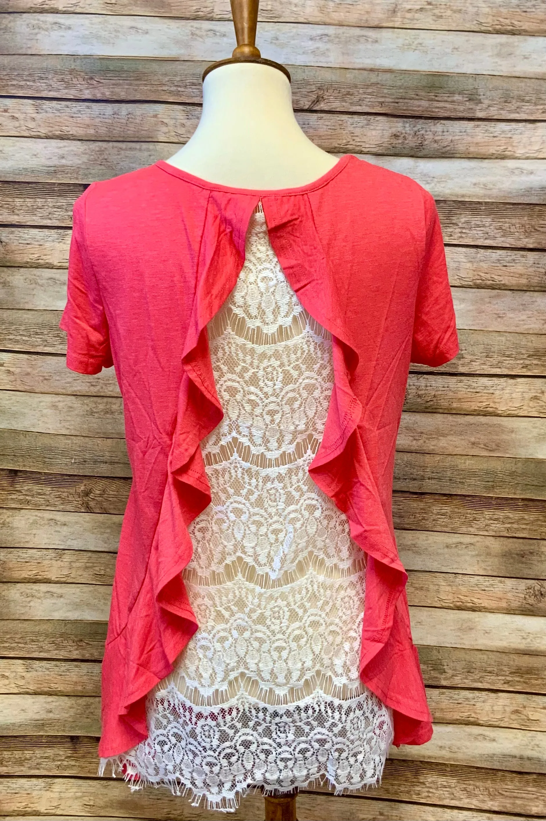 Lace Back Short Sleeve Tunic