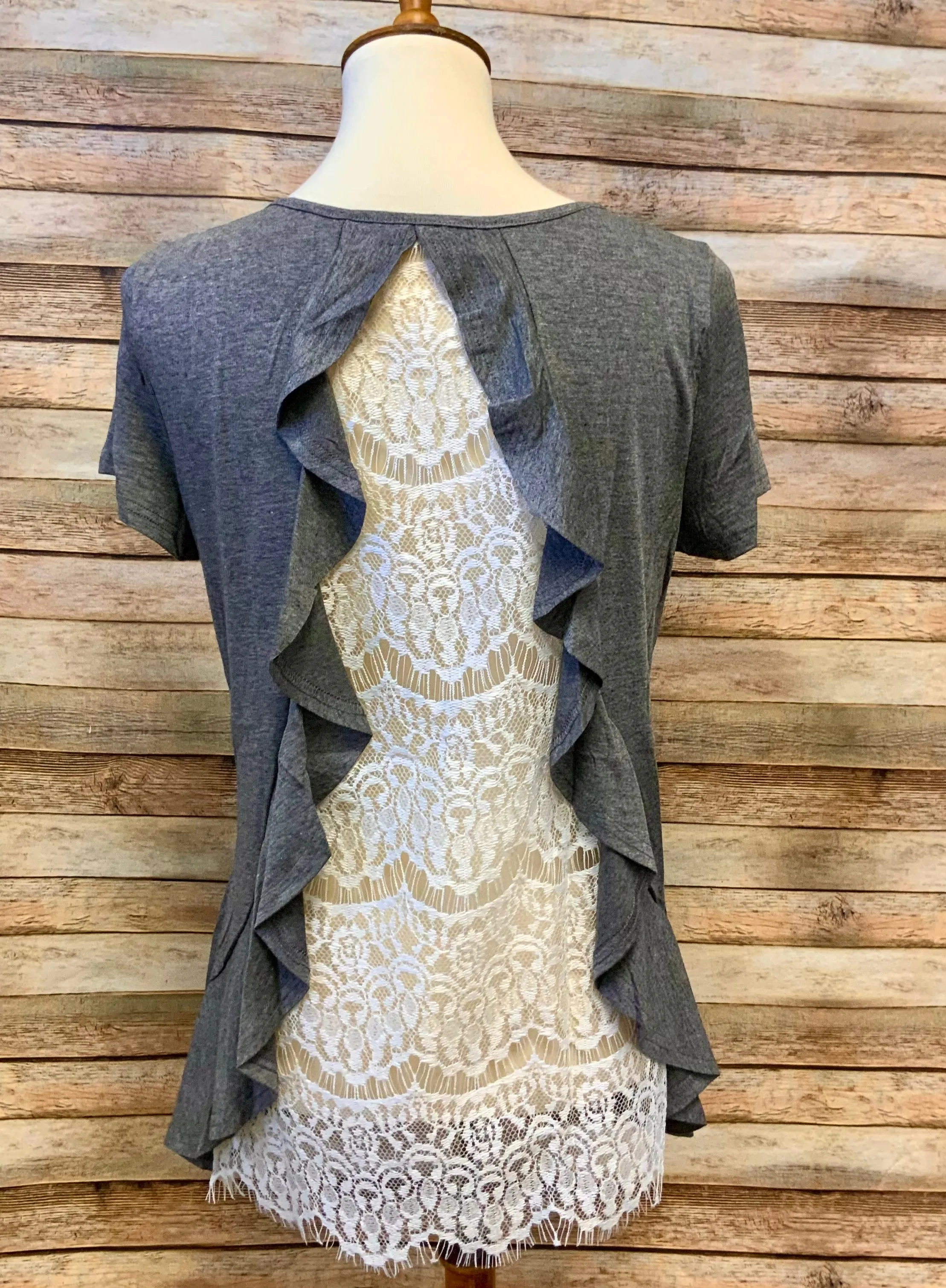 Lace Back Short Sleeve Tunic