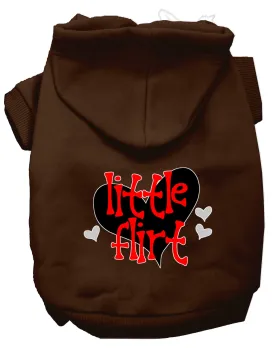 Little Flirt Screen Print Dog Hoodie Brown Xl