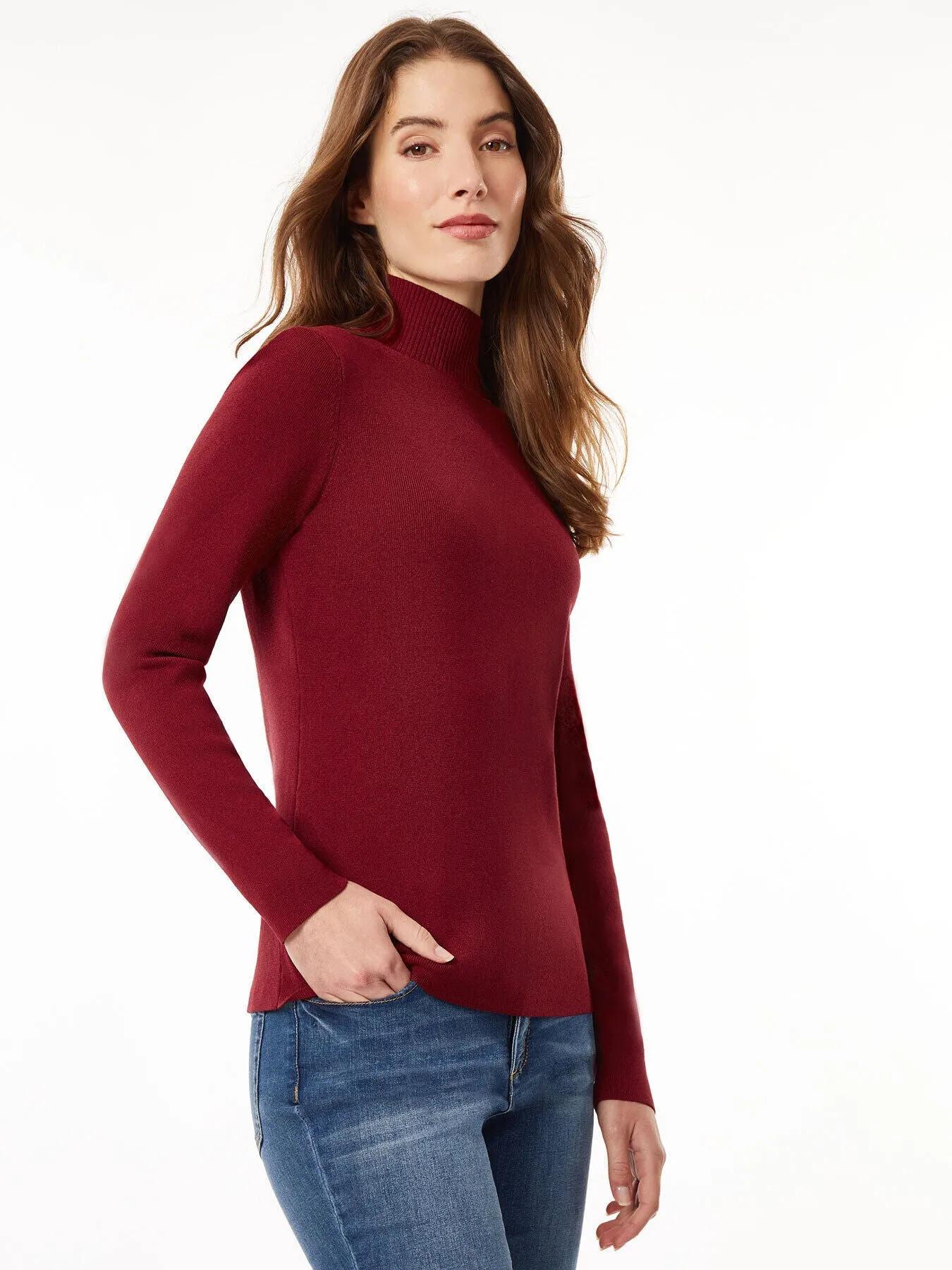 Long Sleeve Mock Neck Knit Sweater