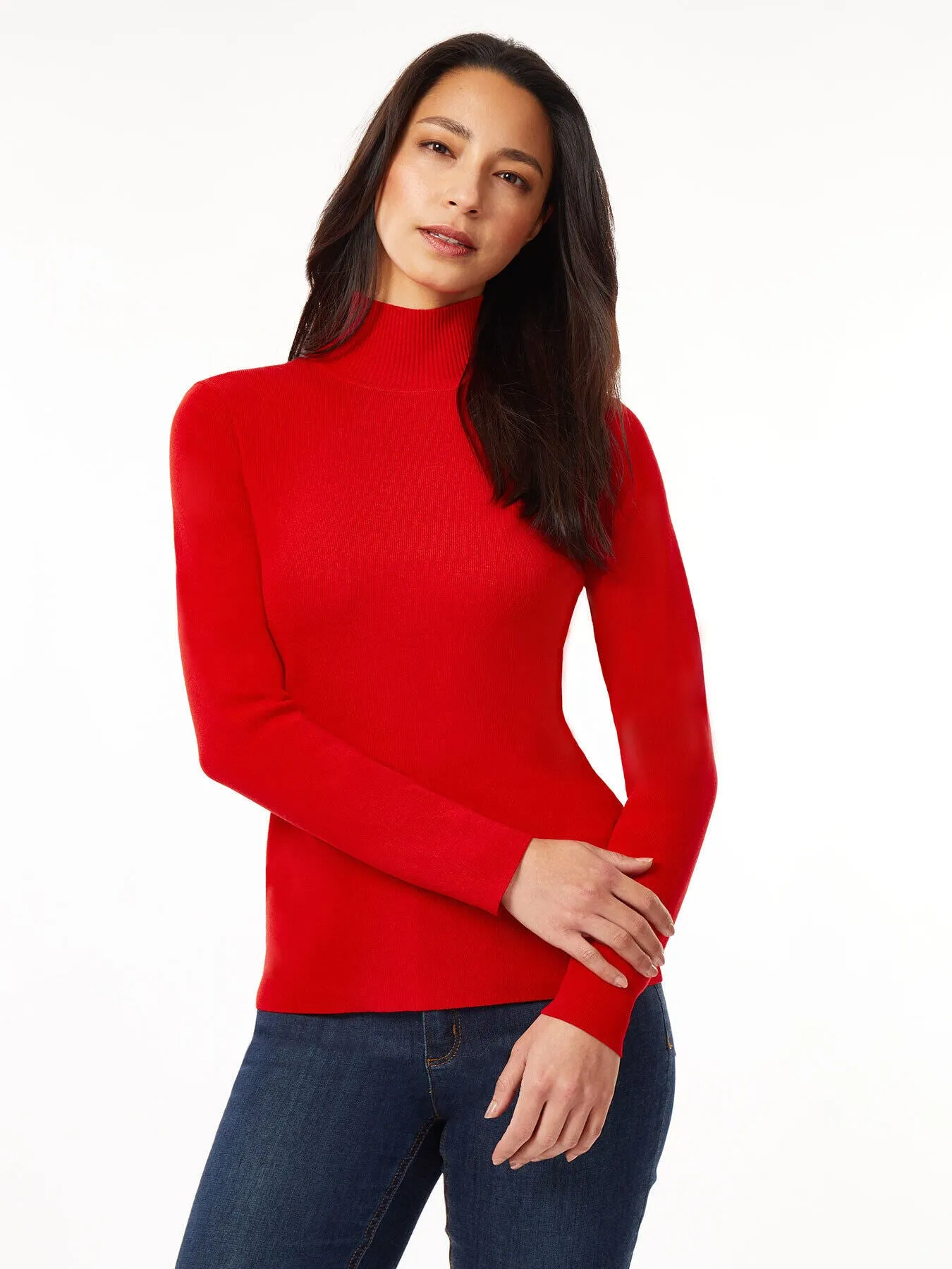 Long Sleeve Mock Neck Knit Sweater