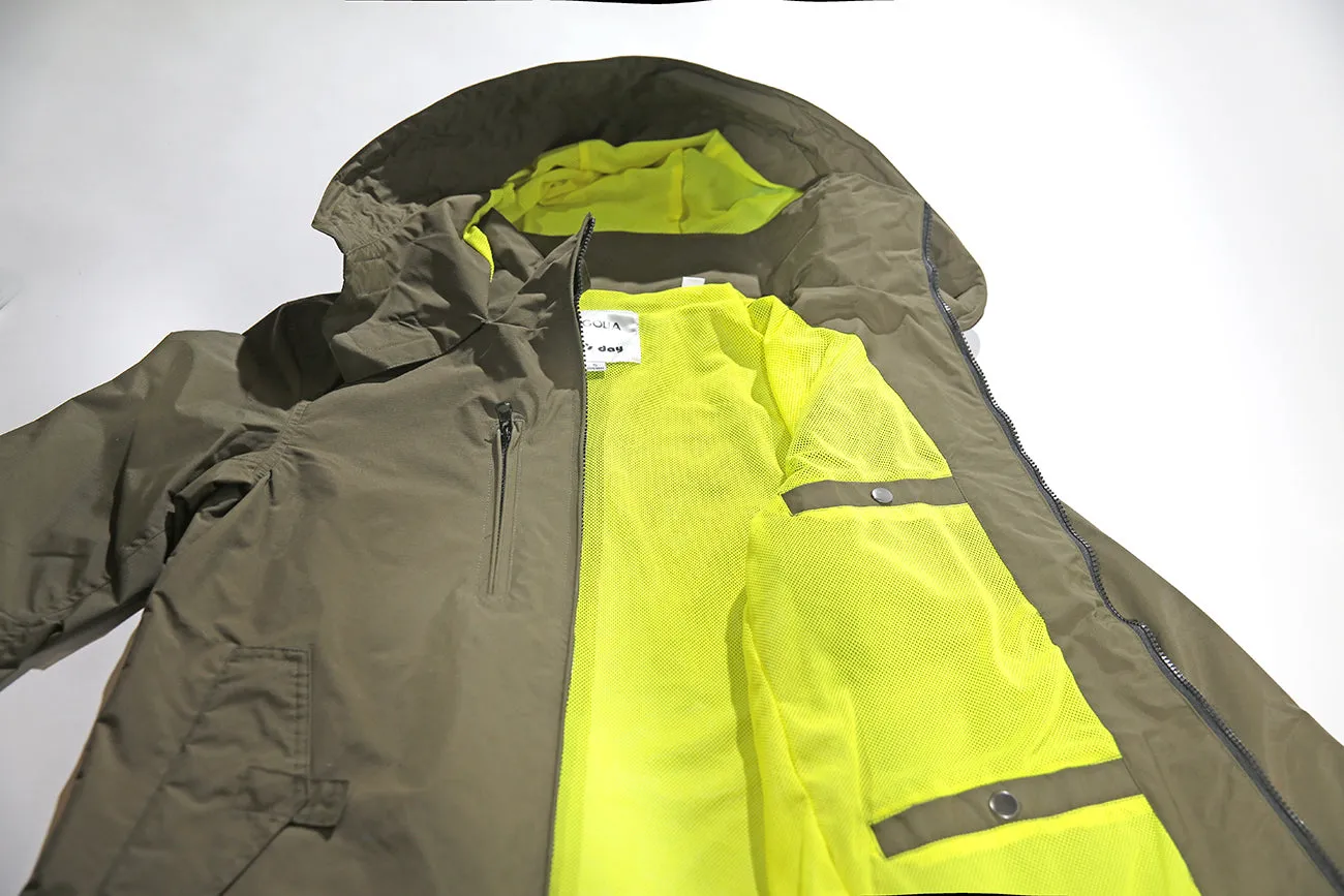 <A 001a45b> Fungolia Parka Jacket (Military Green/Yellow)