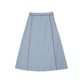 Maisonita Blue Striped A-line Maxi Skirt